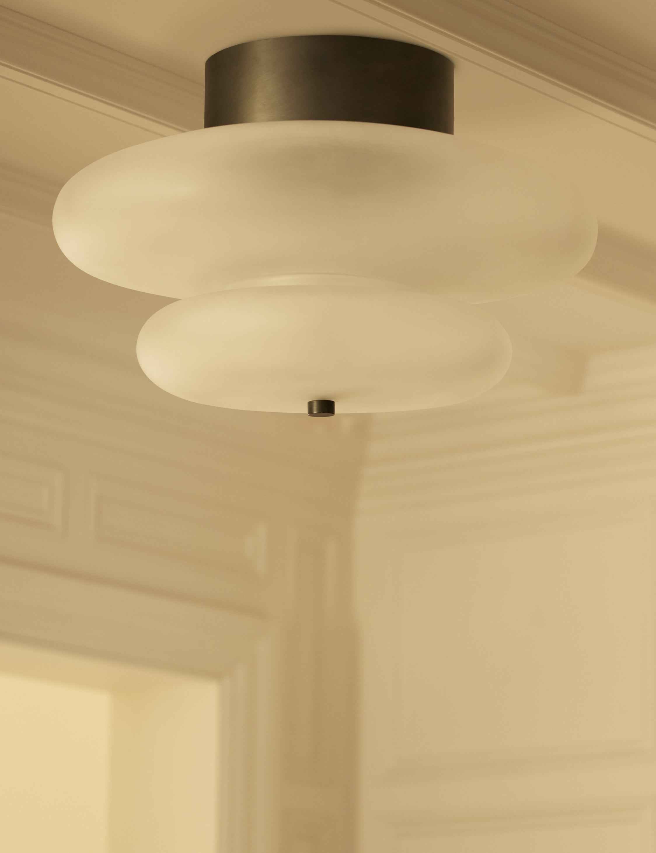Mira Flush Mount Light | Soft Lines, Frosted Glass Shade