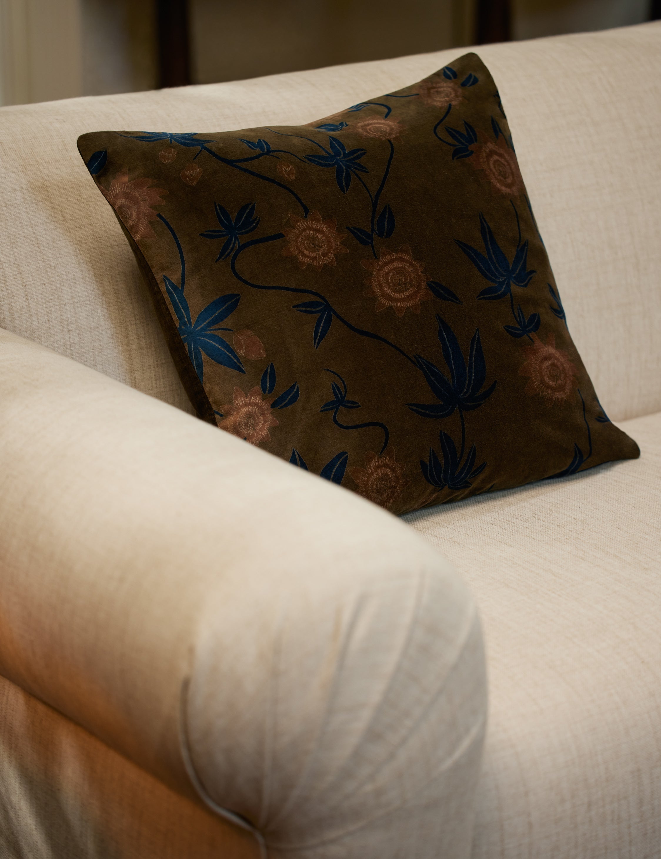 Riviera Velvet Pillow | Floral Print, Rich Palette