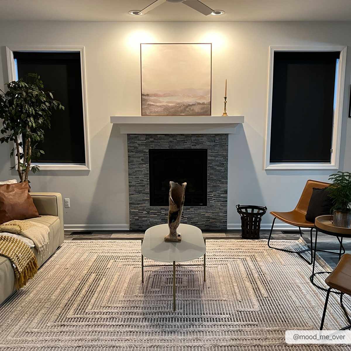 Lunara Area Rug  High Pile  Machine Woven Polyester  Charcoal/Cream