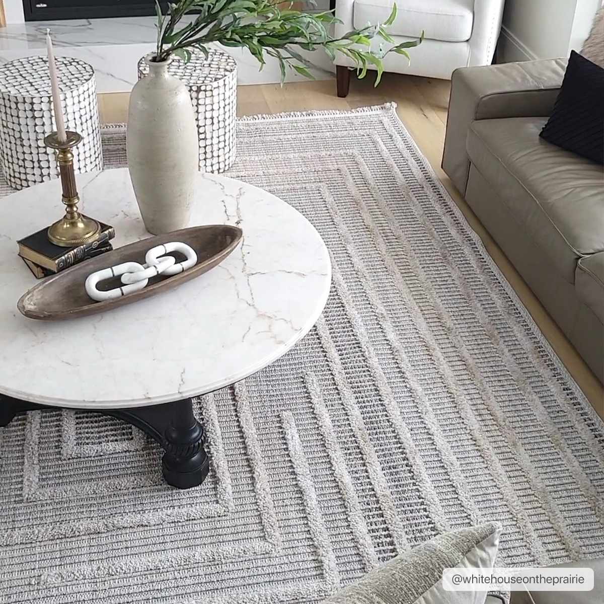 Lunara Area Rug  High Pile  Machine Woven Polyester  Charcoal/Cream