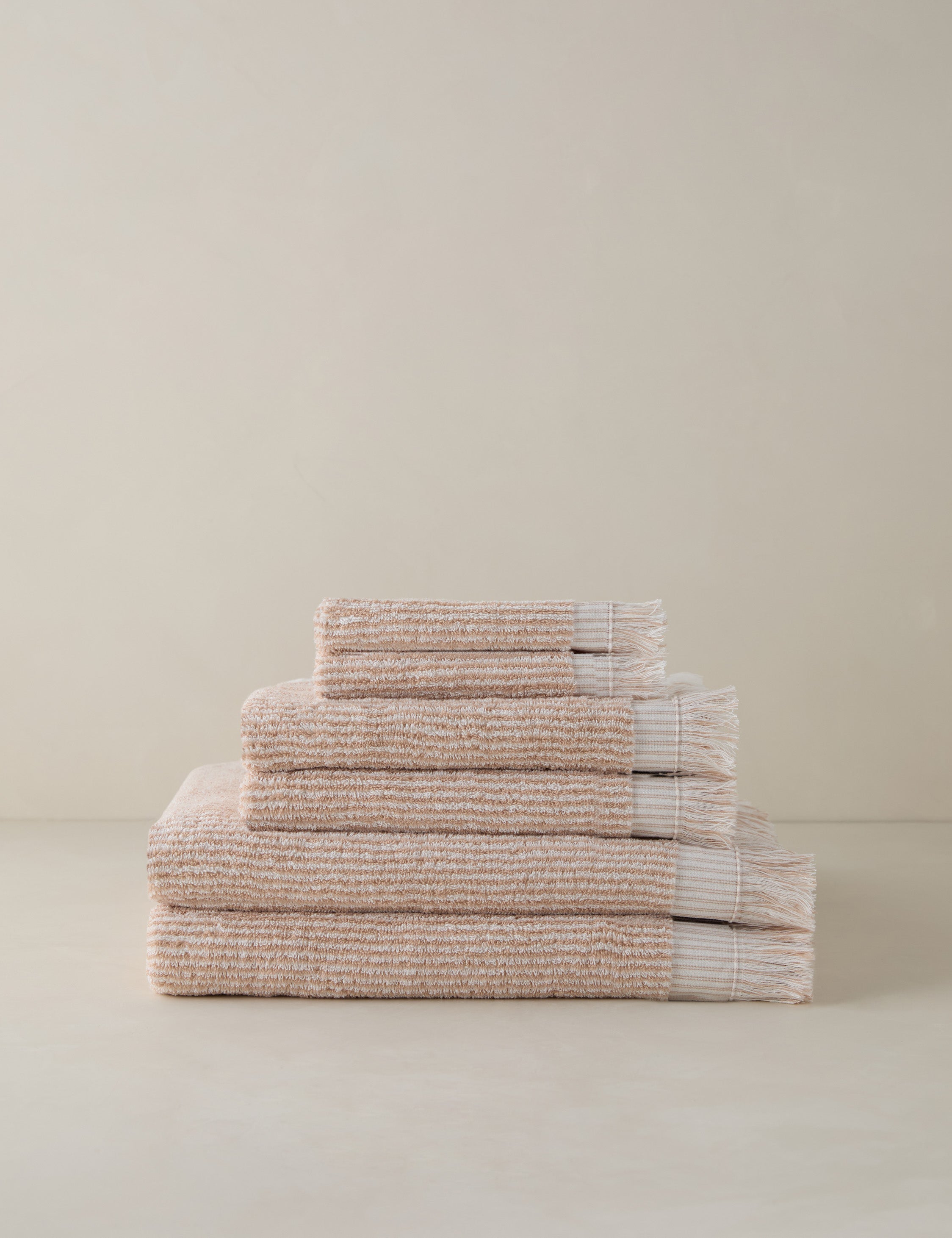 Luna Organic Cotton Towel | Striped Design, Thick Fringe