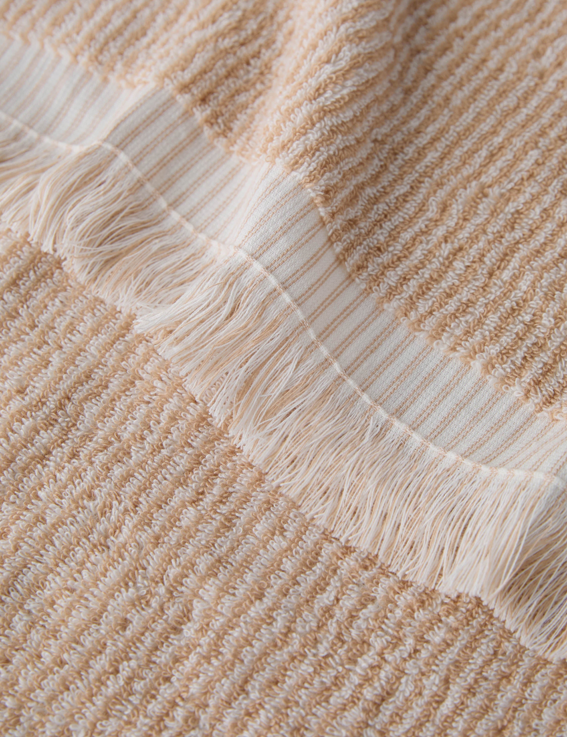 Luma Organic Cotton Towel | Striped Design, Thick Fringe
