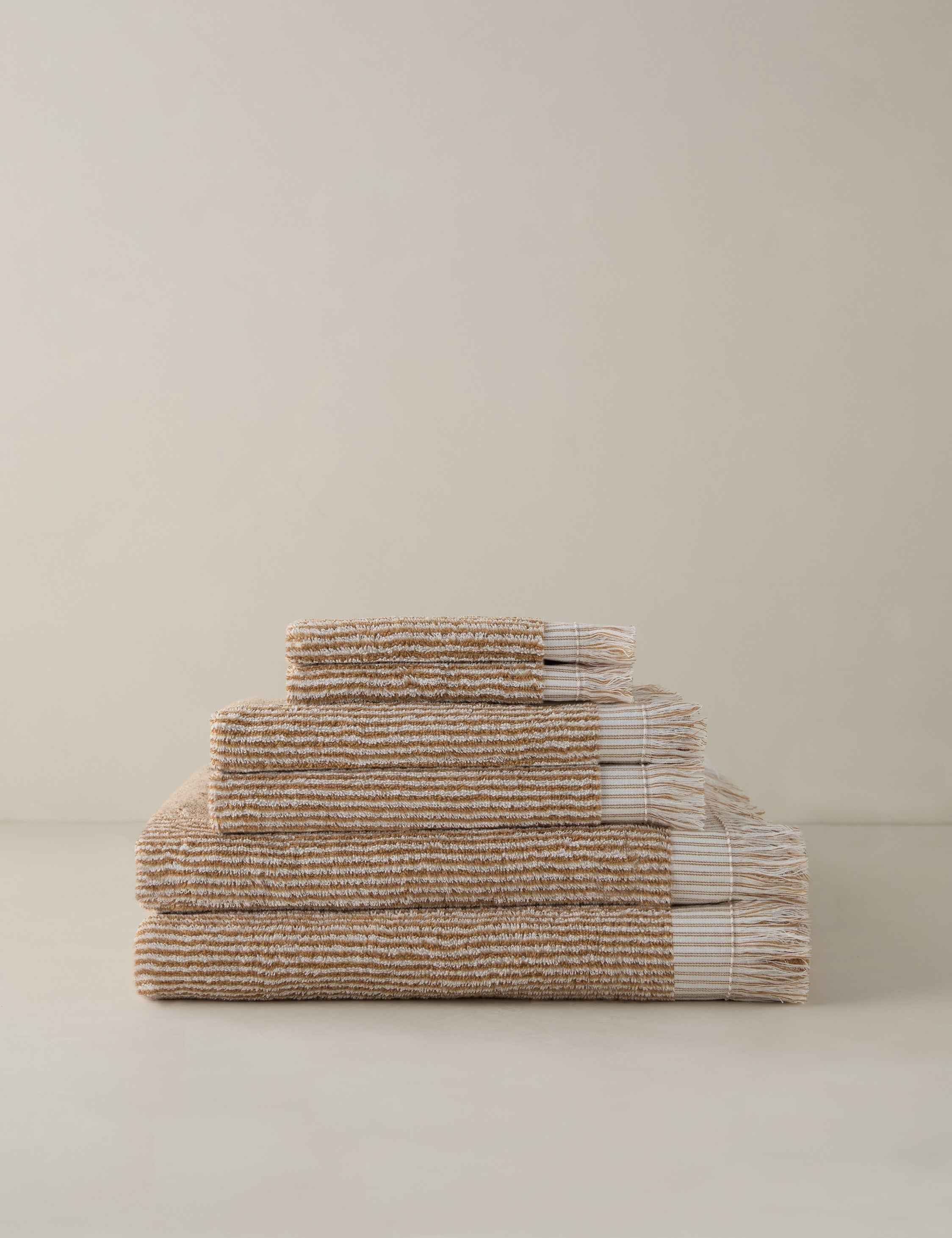 Luma Organic Cotton Towel | Striped Design, Thick Fringe