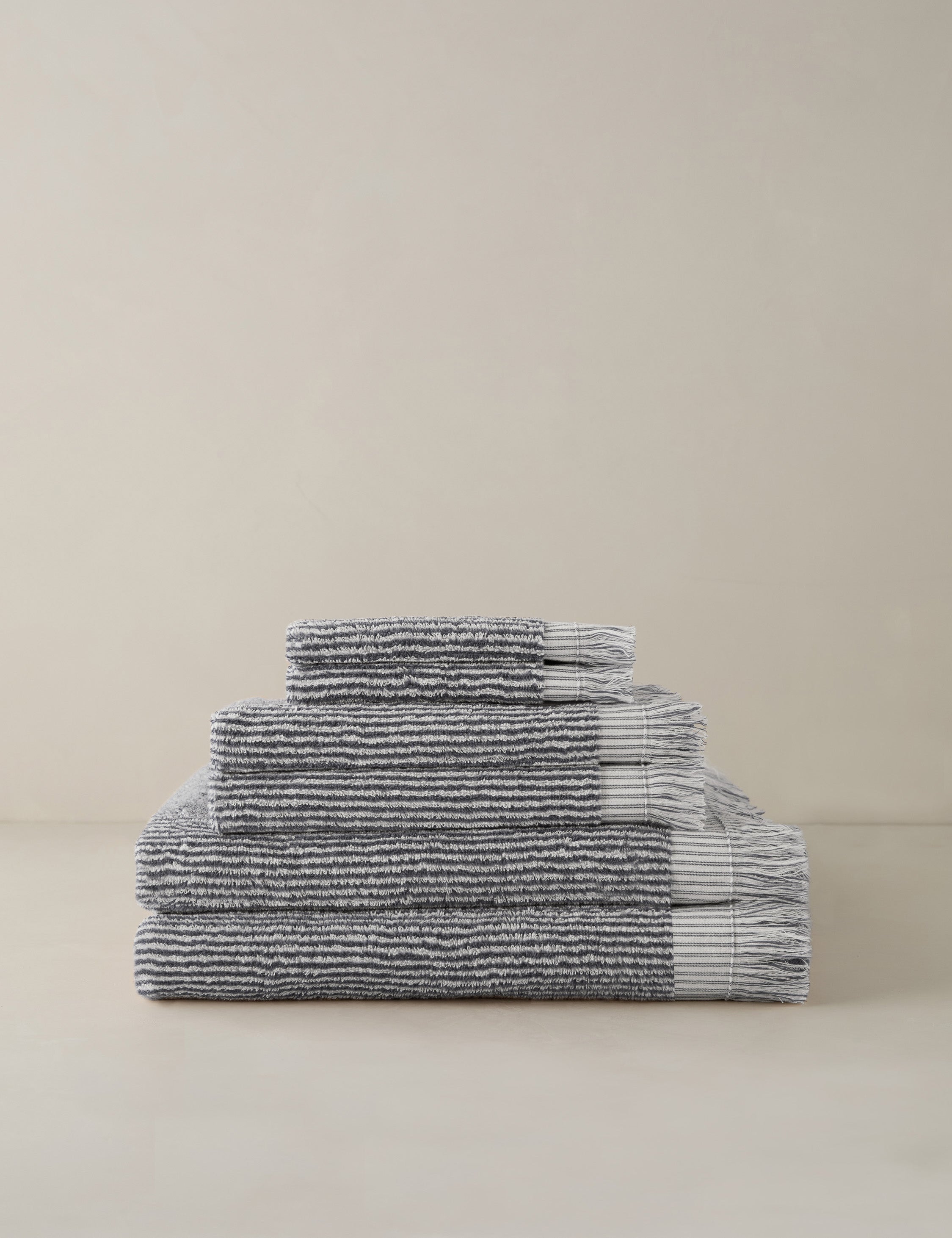 Luna Organic Cotton Towel | Striped Design, Thick Fringe
