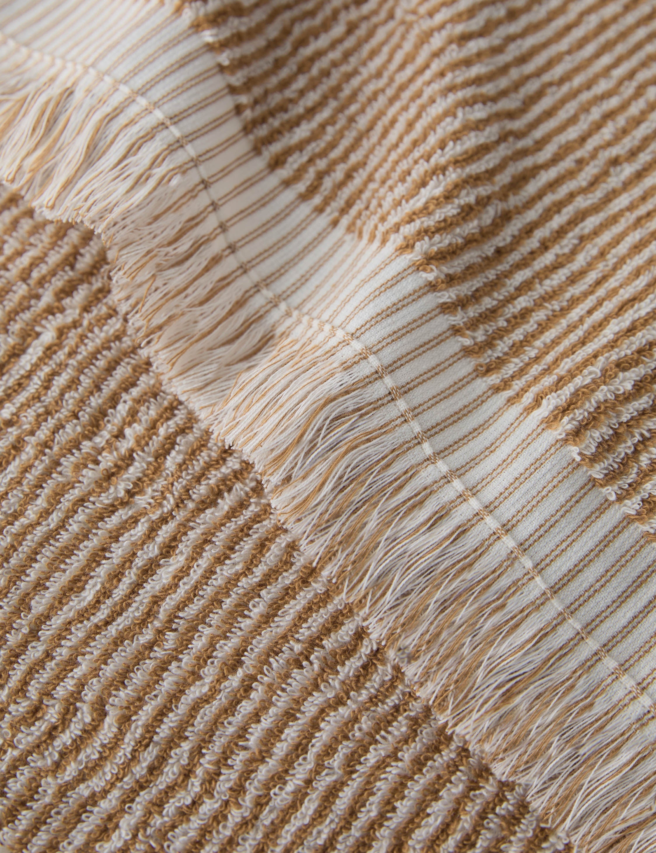 Luna Organic Cotton Towel | Striped Design, Thick Fringe