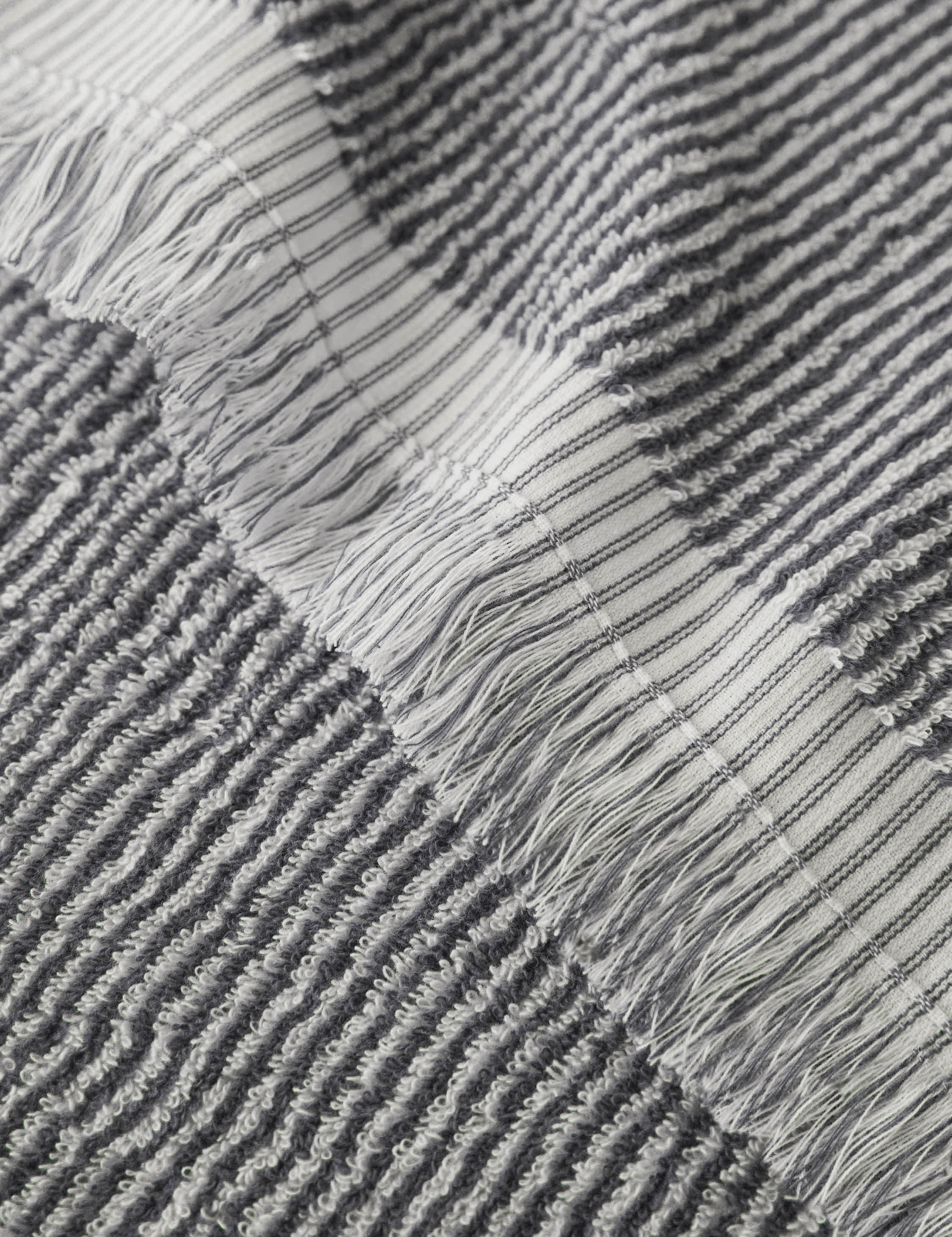 Luma Organic Cotton Towel | Striped Design, Thick Fringe