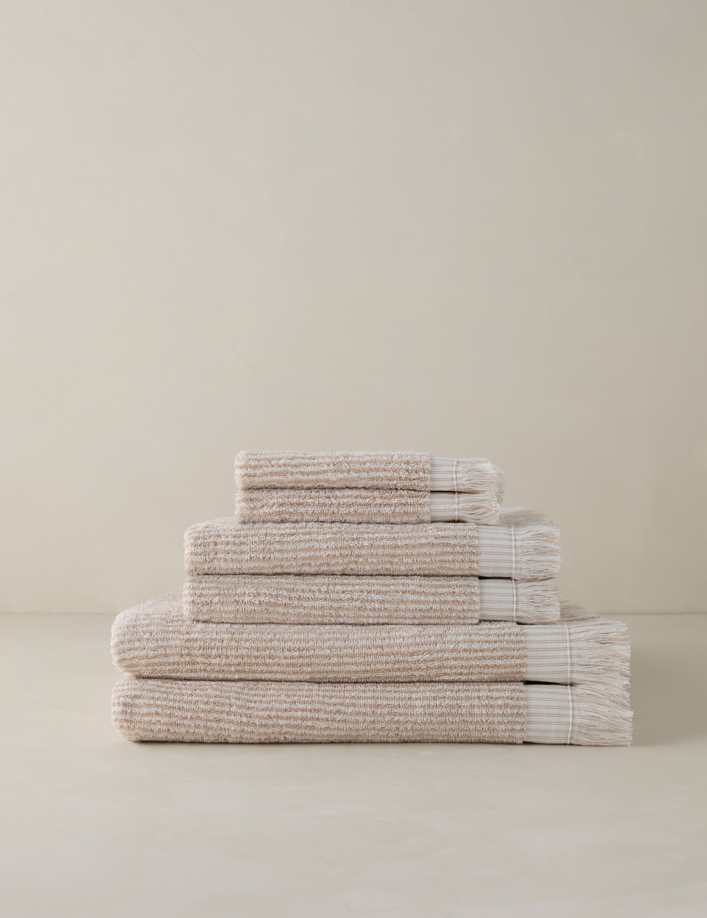 Luma Organic Cotton Towel | Striped Design, Thick Fringe