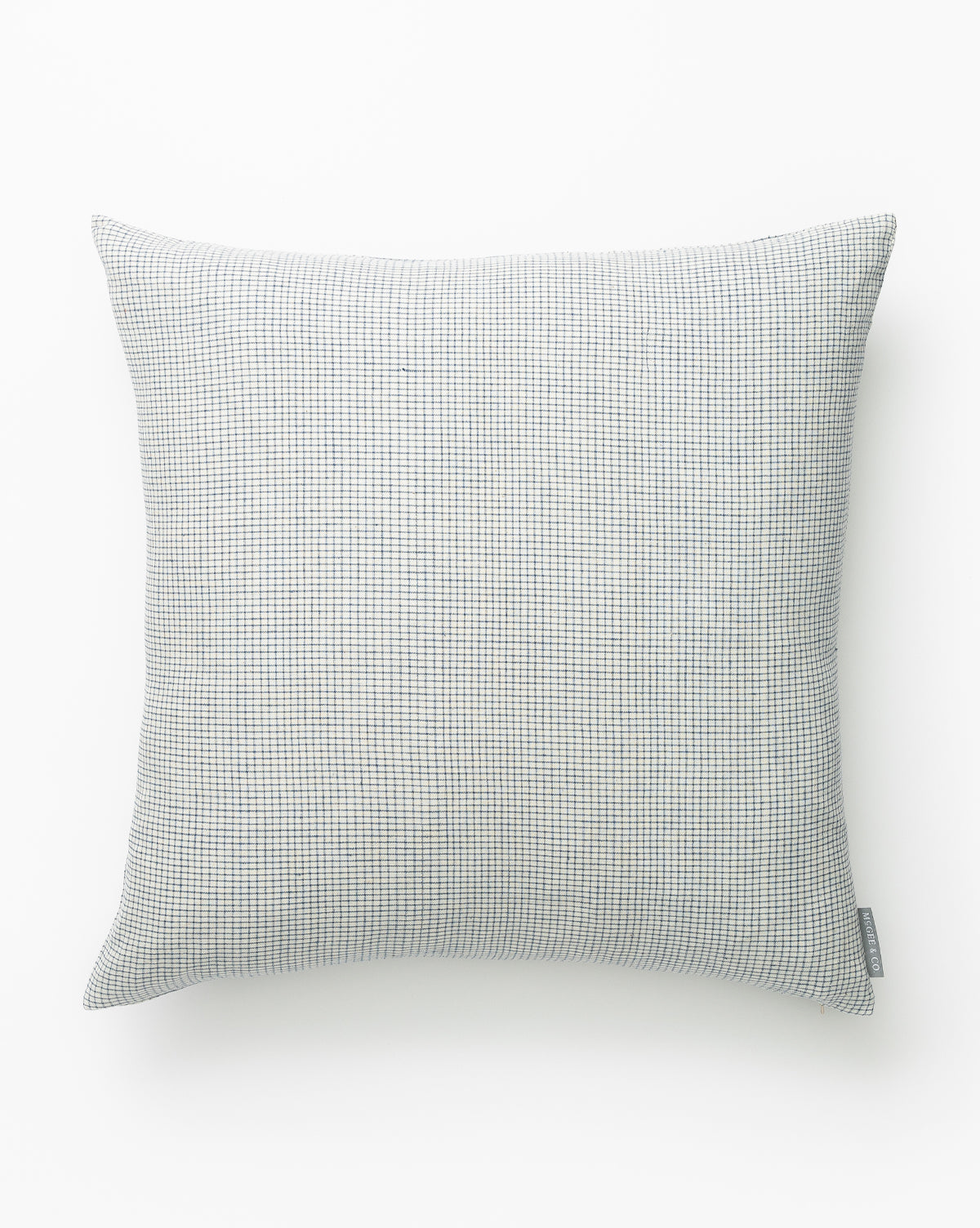 Luno Pillow Cover  Blue and Cream Grid Pattern