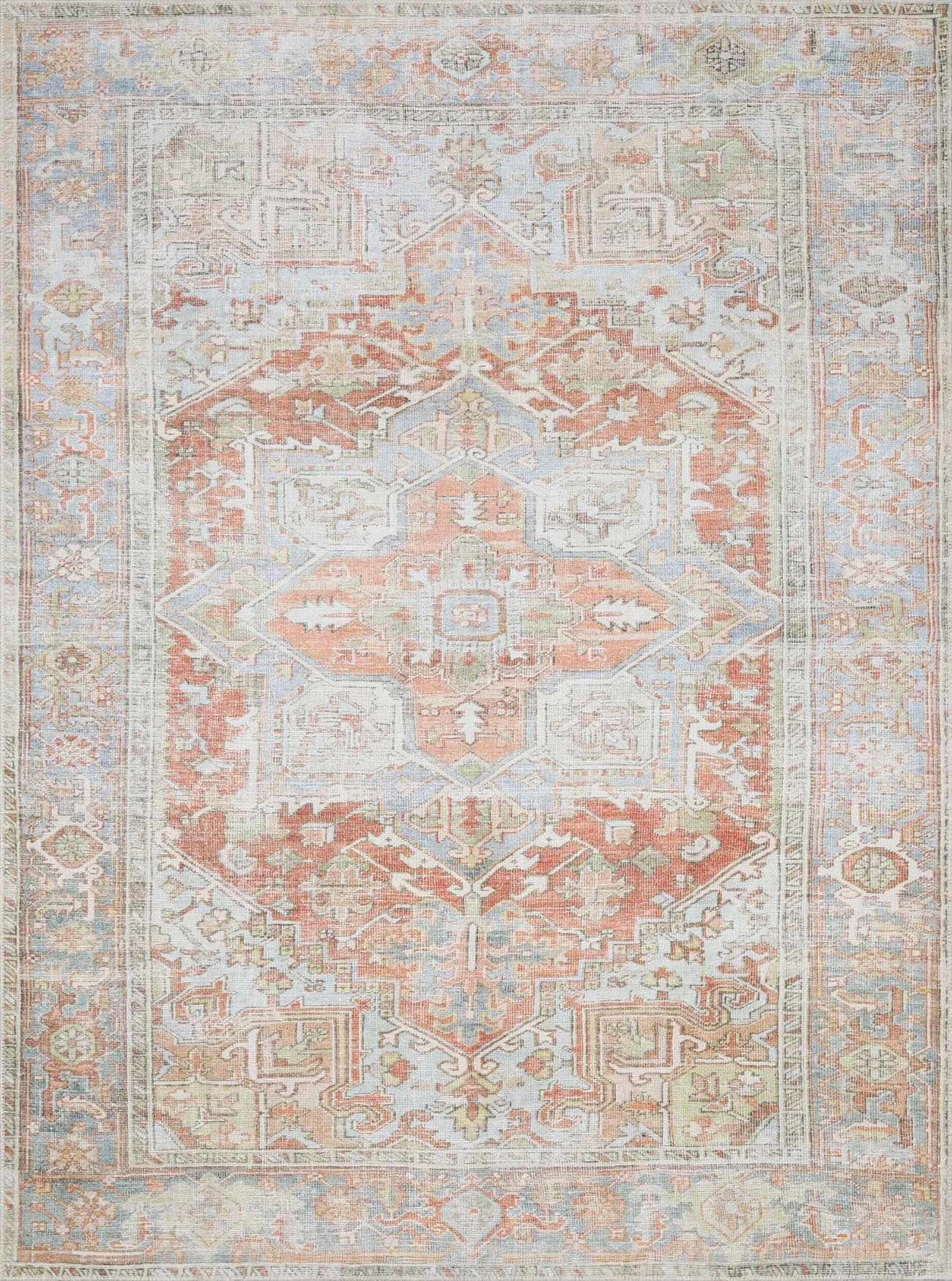 Maayon Vintage Rug  Washable  100% Polyester, Low Pile