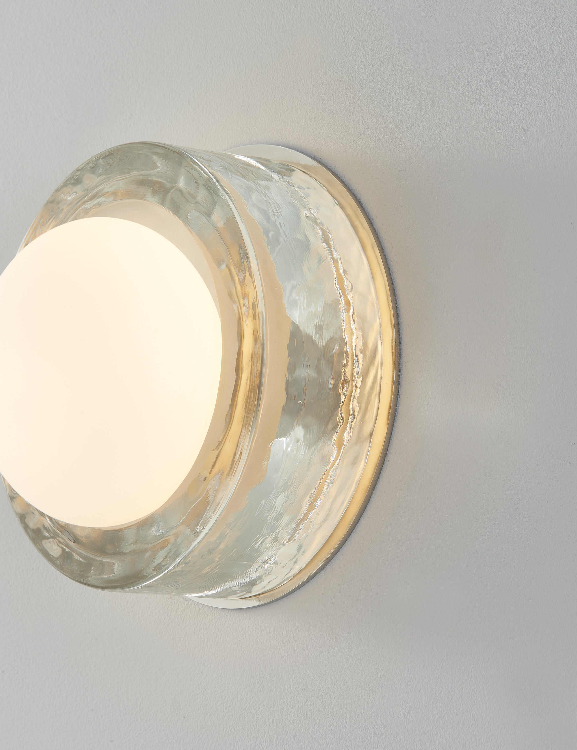 Ravi Round Sconce | Opal Globe in Thick Cast Glass