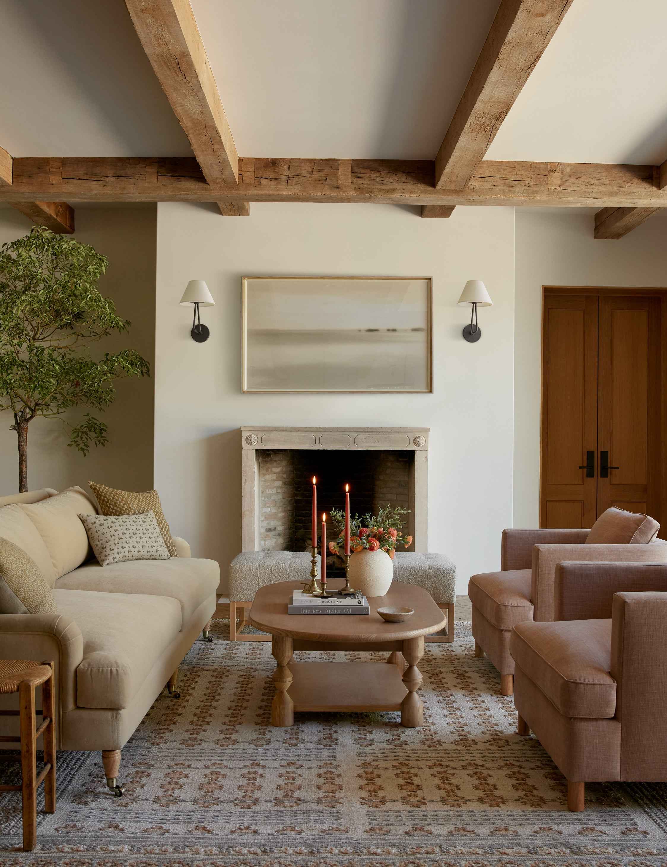 Haven Wall Sconce | Double-Arm Design, Cream Shade