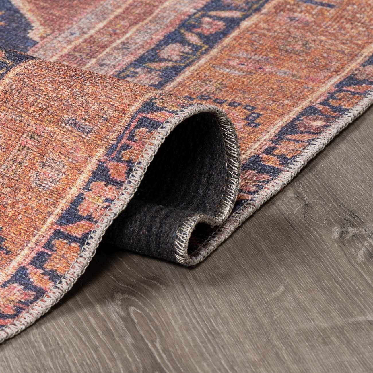 Brielle Vintage Flat Pile Rug  Machine Washable, 100% Polyester
