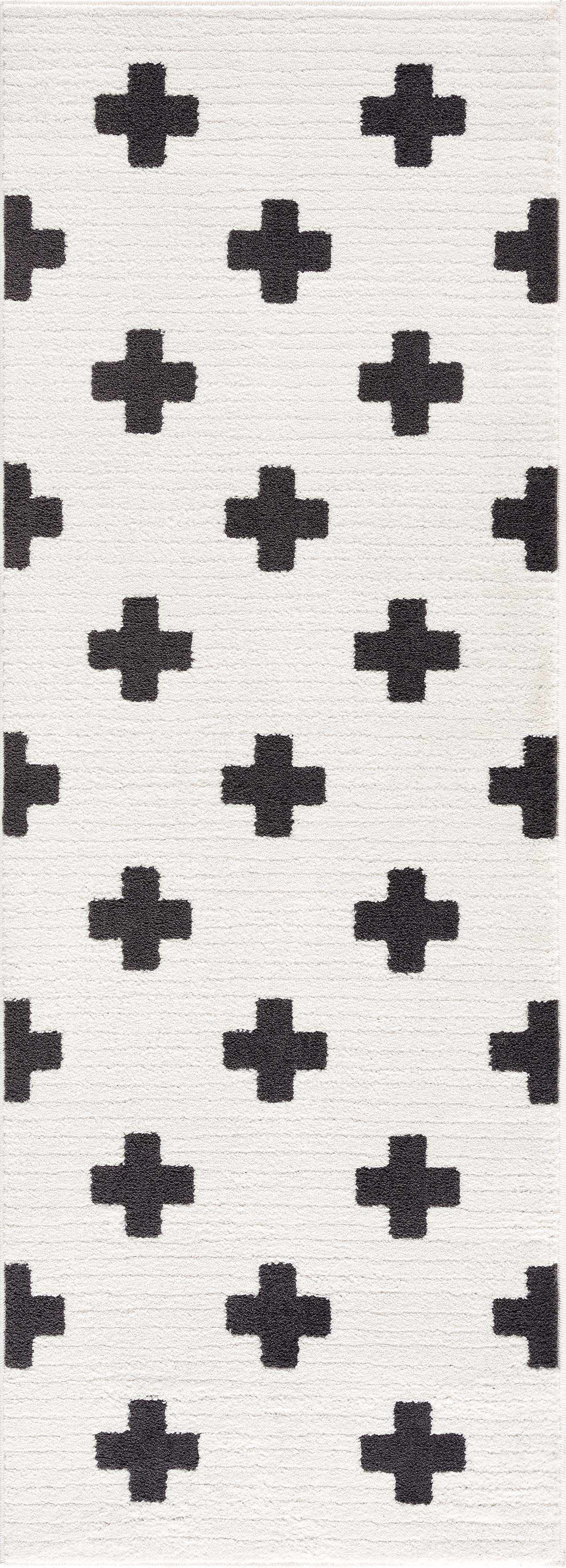Elysian Area Rug High Pile, Machine Woven, Black/Charcoal/White