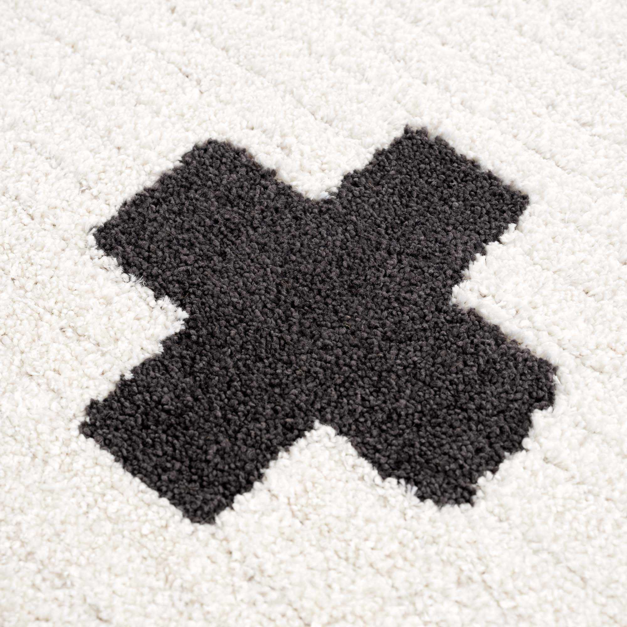 Elysian Area Rug High Pile, Machine Woven, Black/Charcoal/White