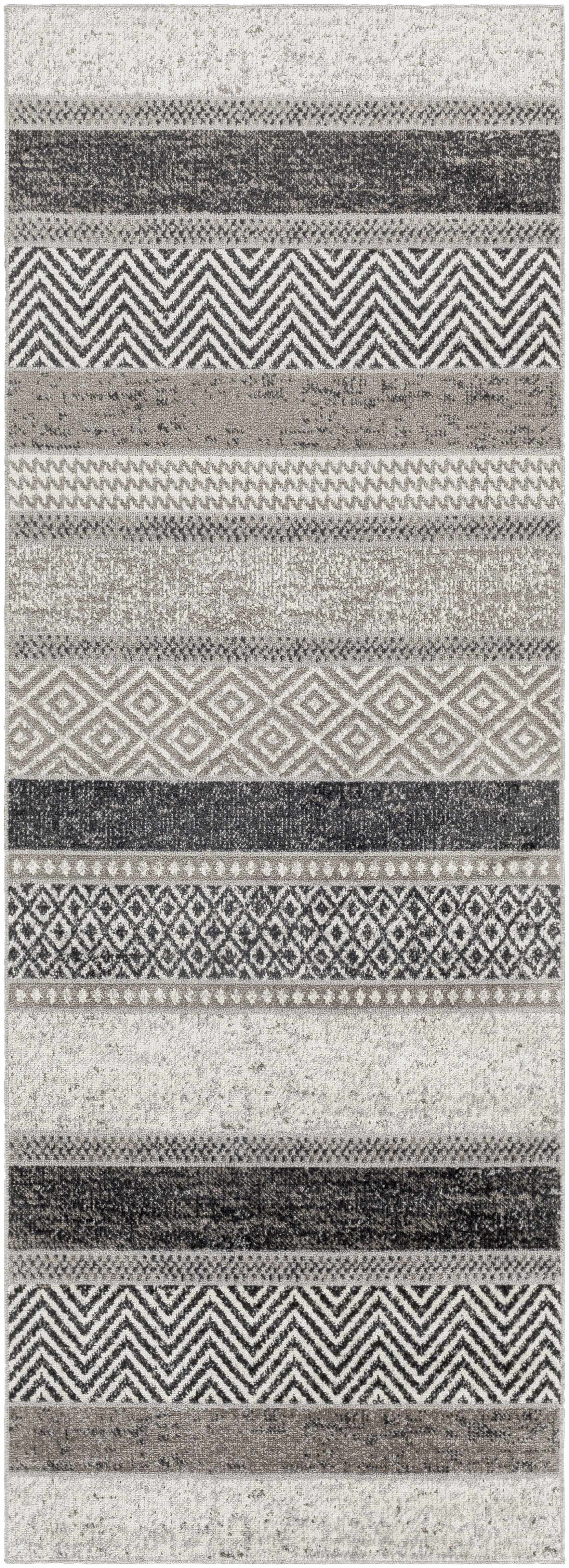 Milo Washable Area Rug  Geometric Design, Machine Woven, 100% Polyester