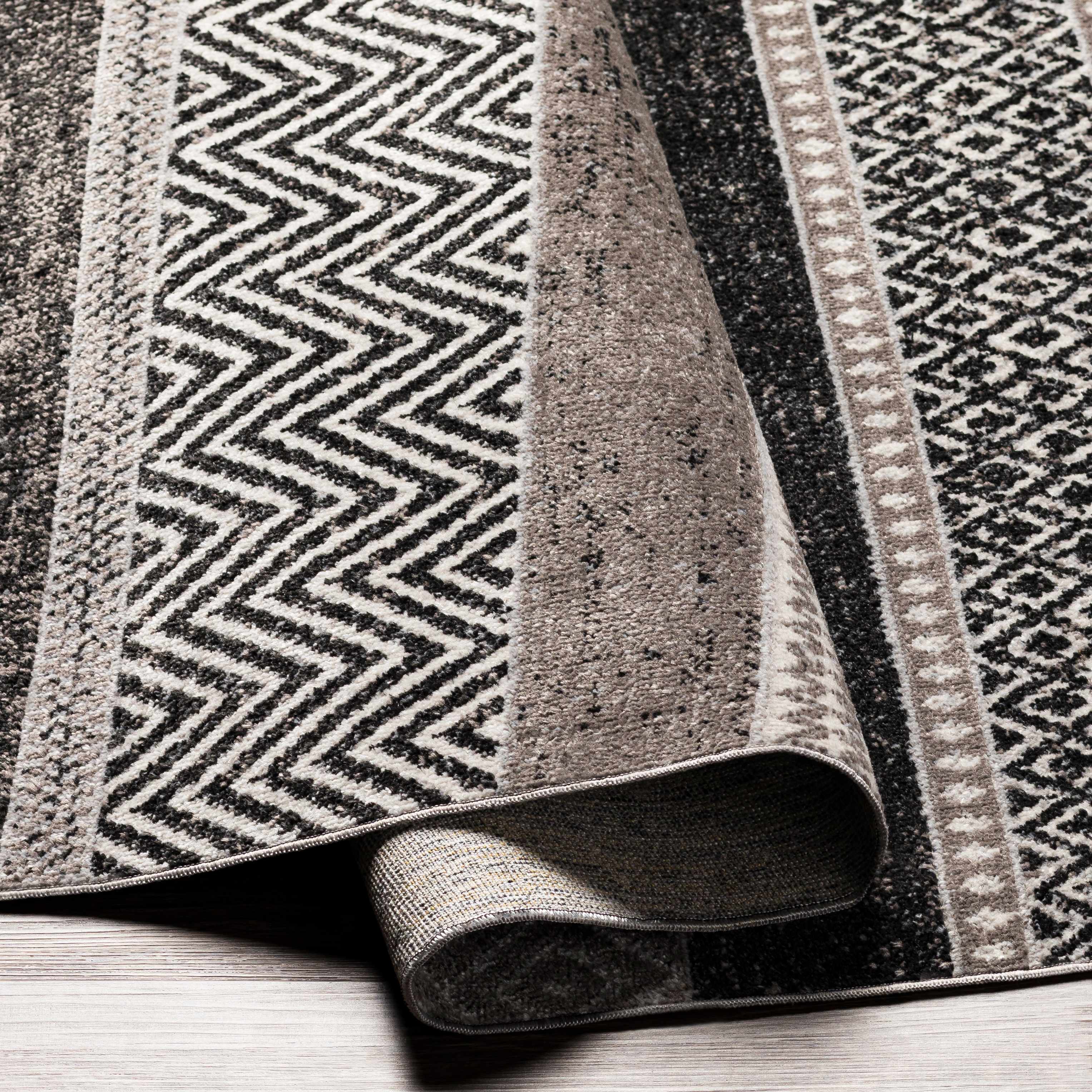 Milo Washable Area Rug  Geometric Design, Machine Woven, 100% Polyester