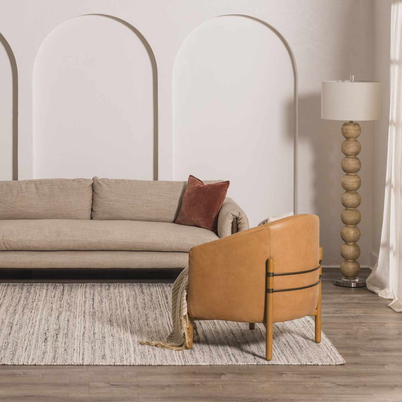 Wyla Wool Area Rug Hand Woven Medium Pile Cream Black