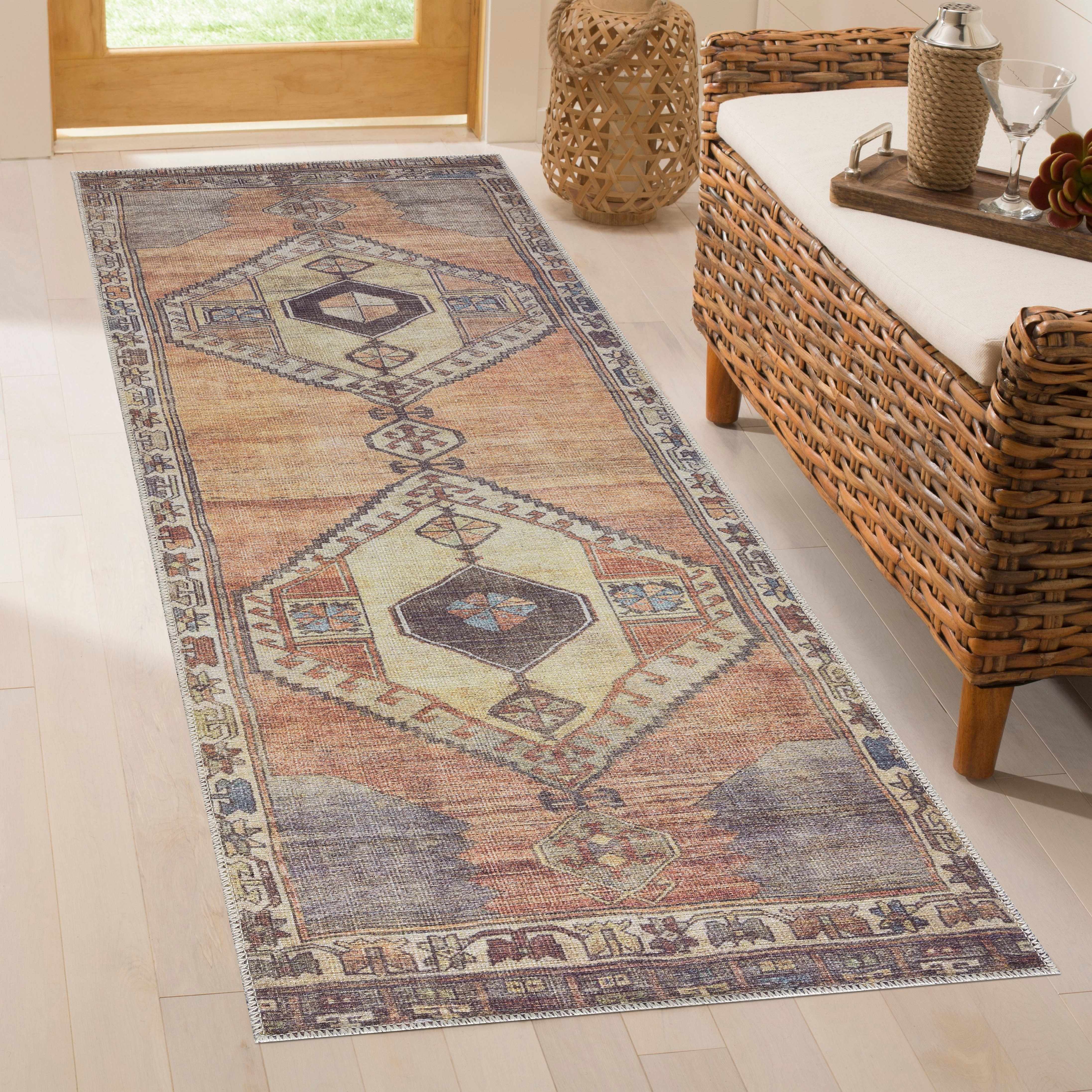 Mirella Area Rug  Machine Washable  Low Pile Chenille-Polyester