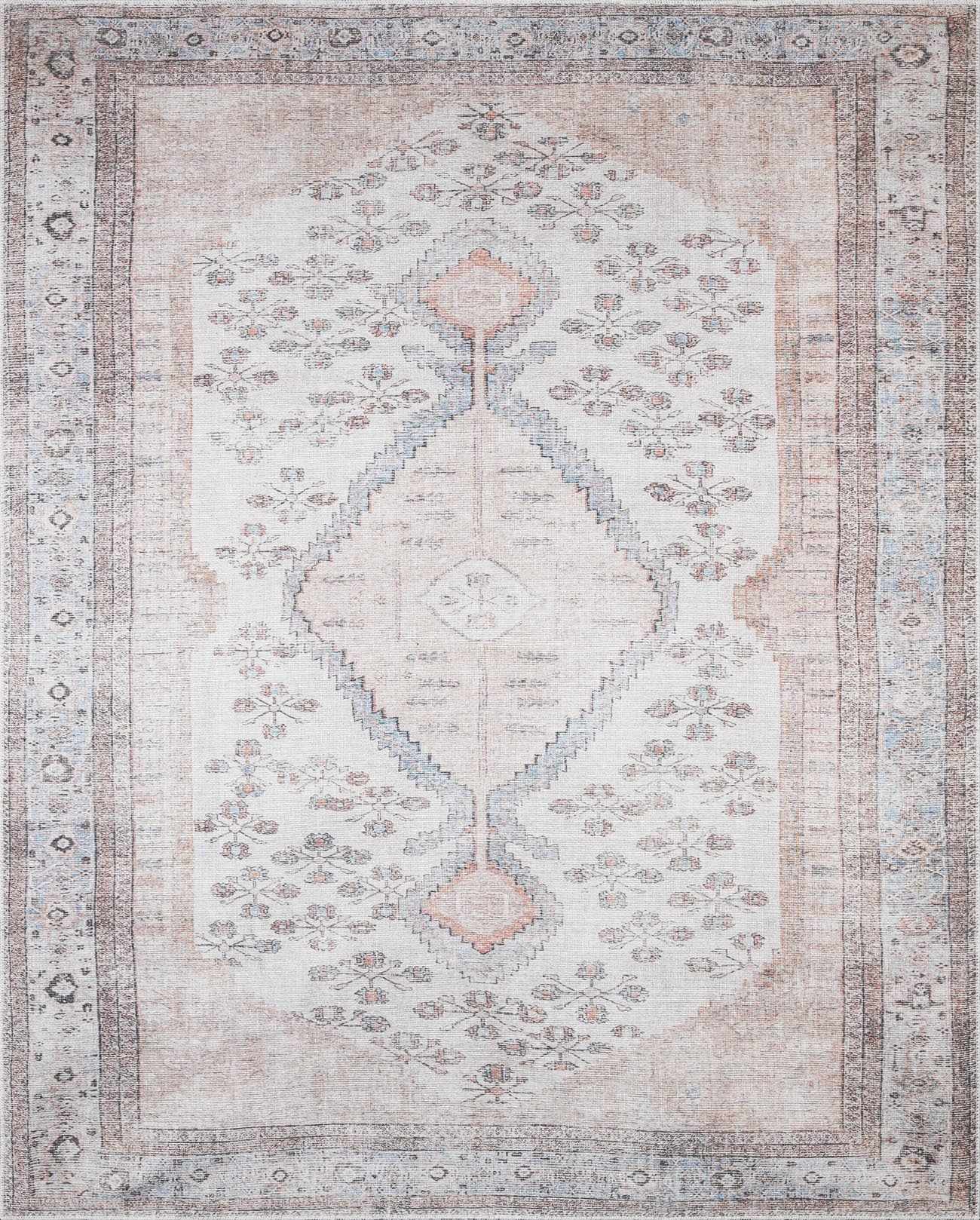 Mira Washable Area Rug  Machine Woven Chenille-Polyester, Aqua