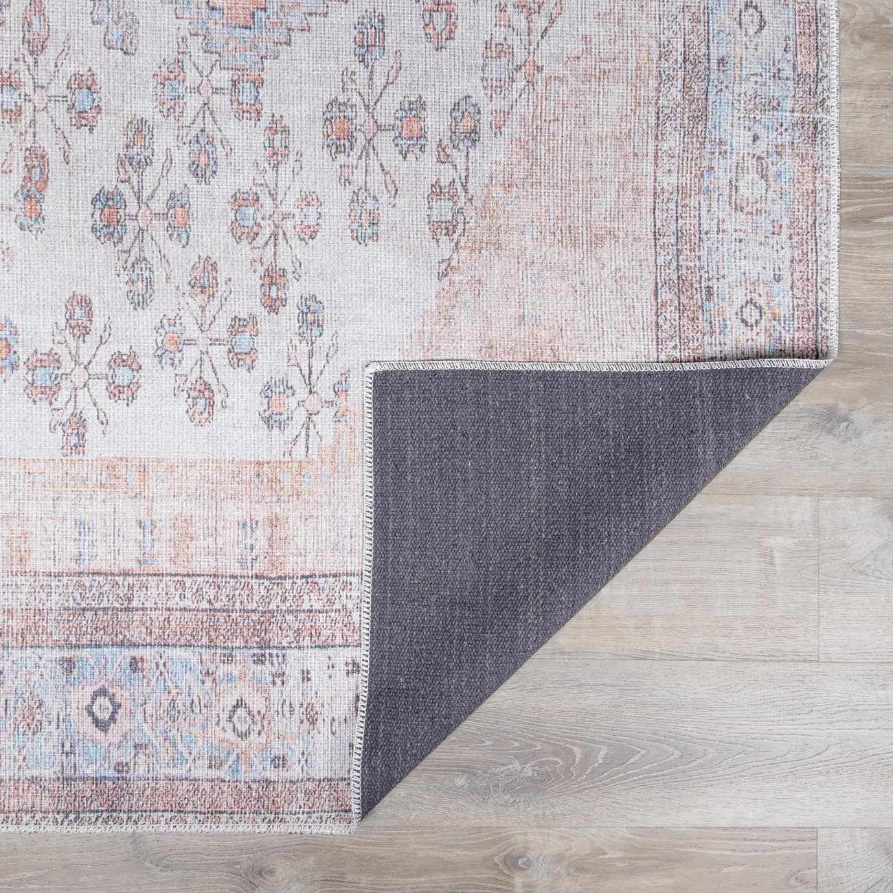 Mira Washable Area Rug  Machine Woven Chenille-Polyester, Aqua
