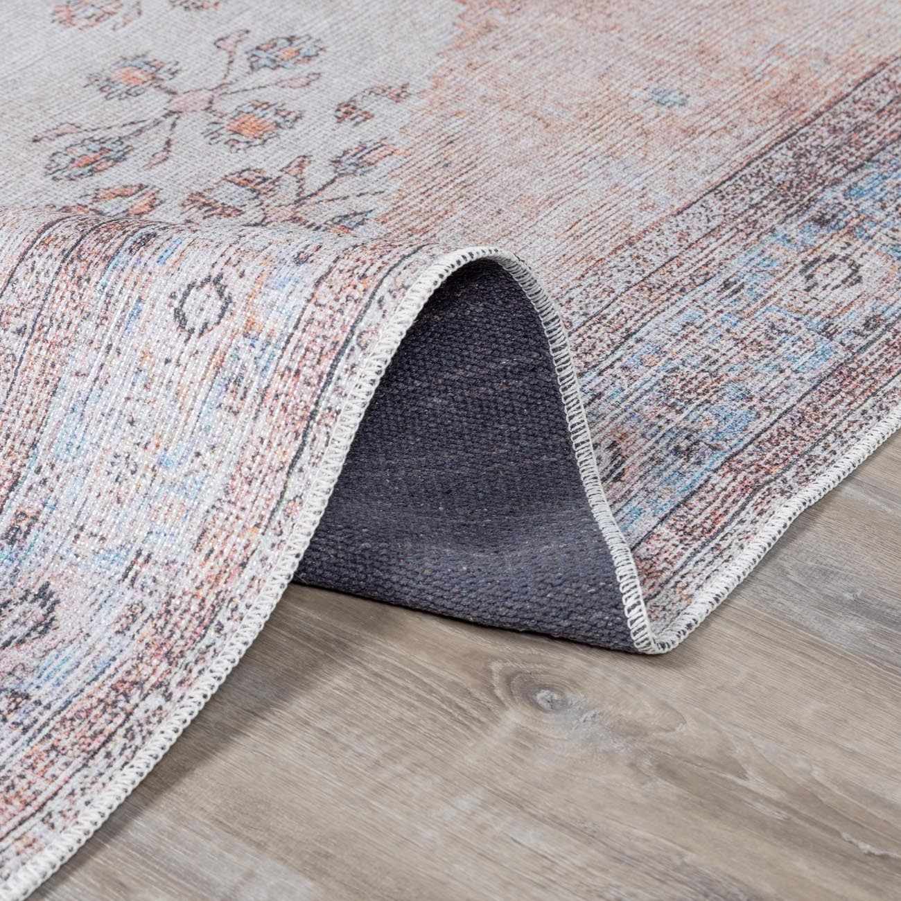 Mira Washable Area Rug  Machine Woven Chenille-Polyester, Aqua