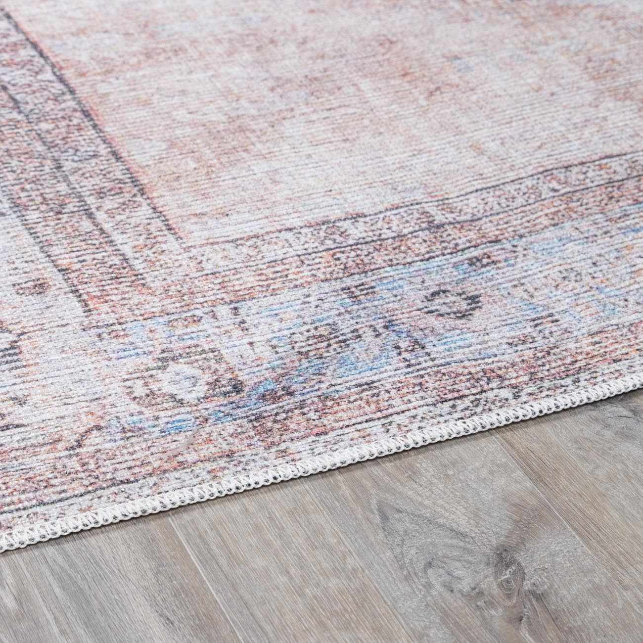 Mira Washable Area Rug  Machine Woven Chenille-Polyester, Aqua