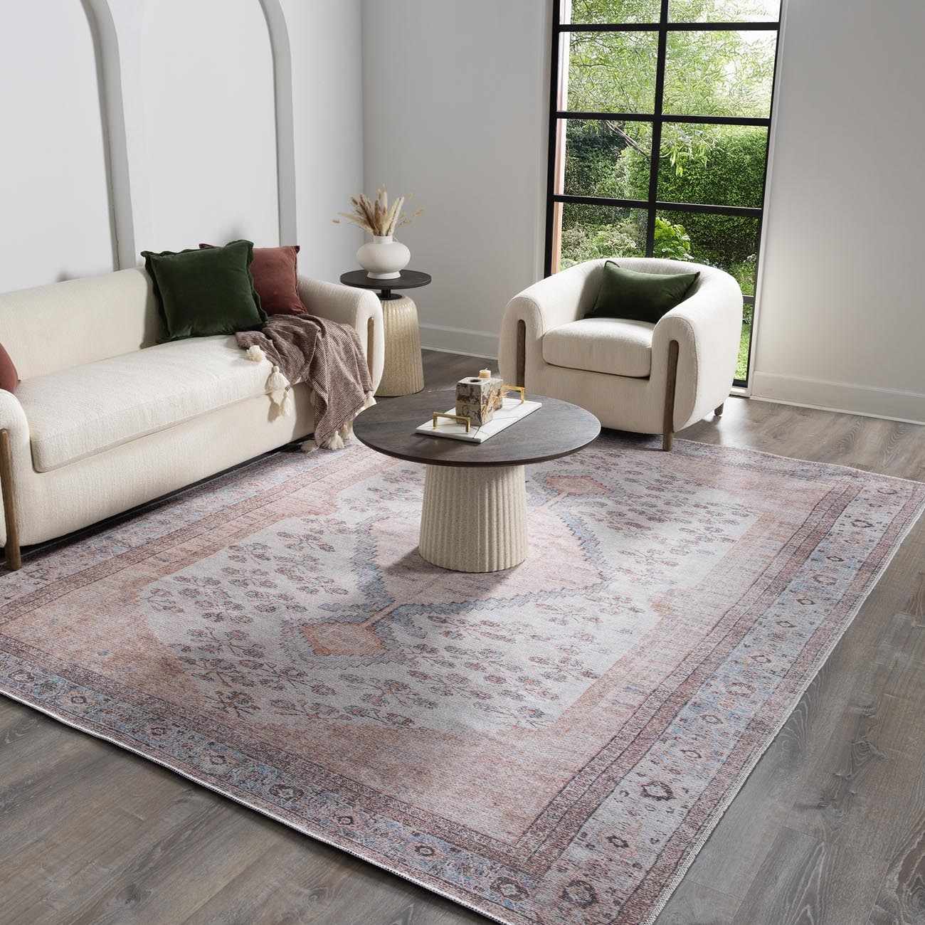 Mira Washable Area Rug  Machine Woven Chenille-Polyester, Aqua