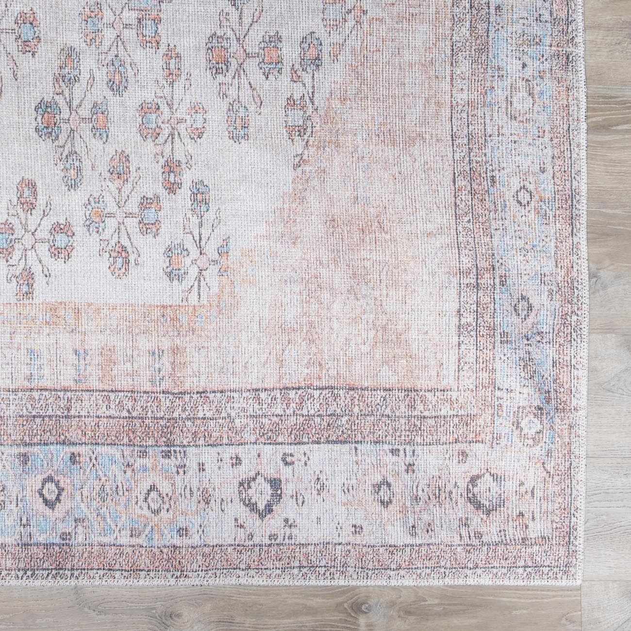 Mira Washable Area Rug  Machine Woven Chenille-Polyester, Aqua