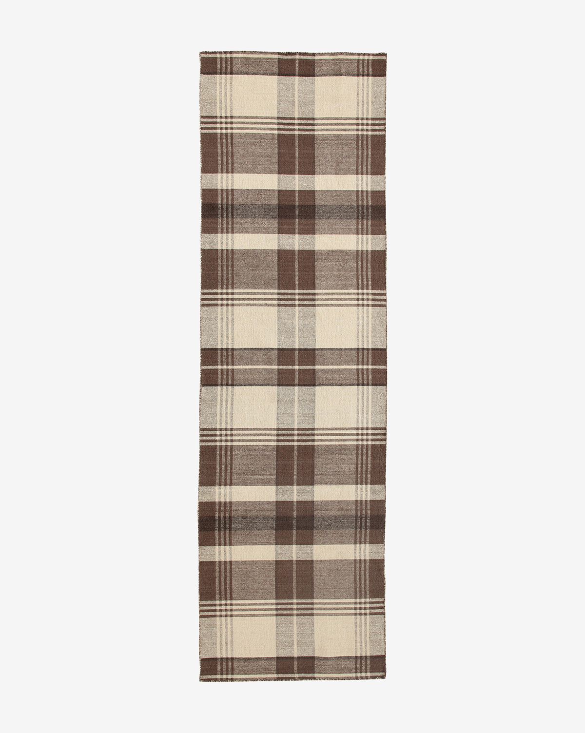 Bramble Wool Rug  Handwoven Plaid Design, Warm Neutral Palette