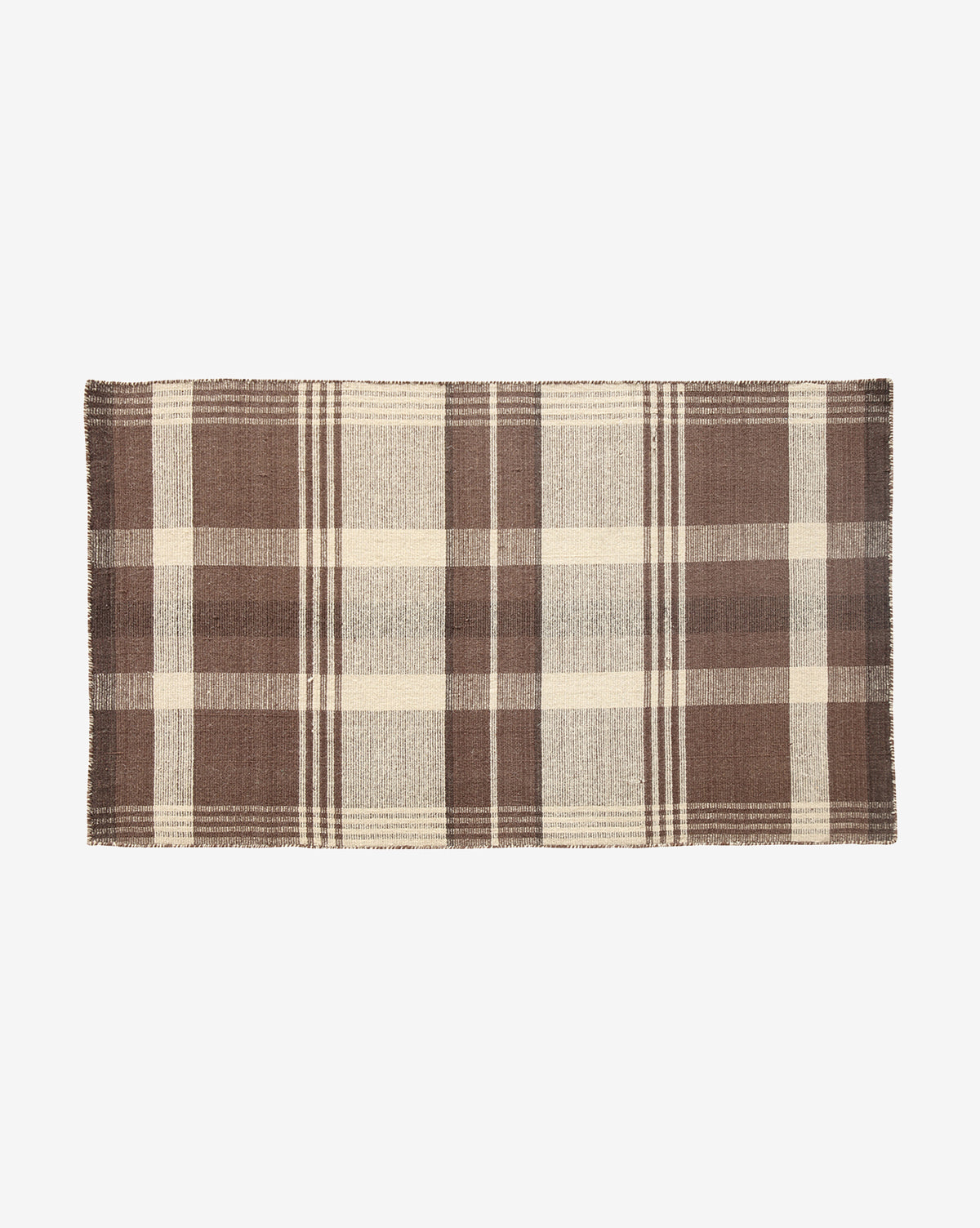 Bramble Wool Rug  Handwoven Plaid Design, Warm Neutral Palette