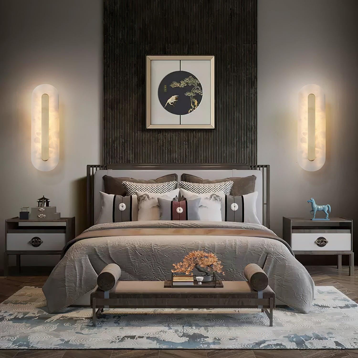Bello Wandlamp | Wit Albast & Messing, Geïntegreerde LED