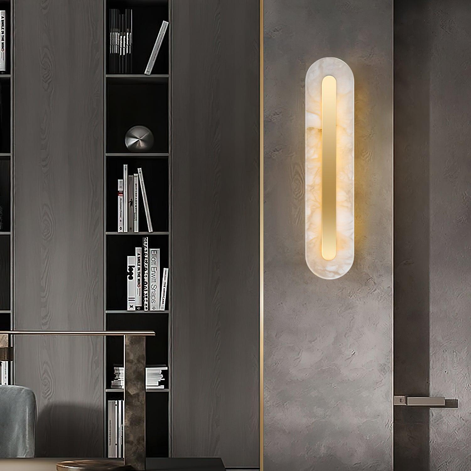 Bello Wandlamp | Wit Albast & Messing, Geïntegreerde LED