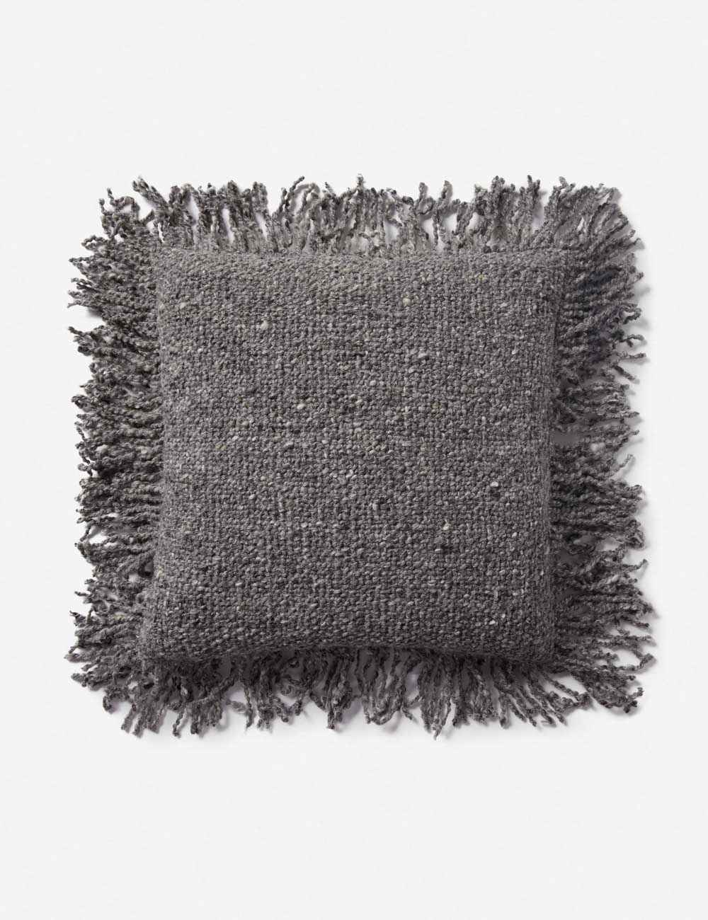 Mira Throw Pillow | Hand-Knit Wool, Shaggy Fringe