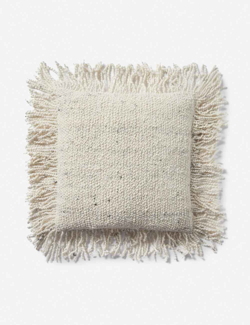 Mira Throw Pillow | Hand-Knit Wool, Shaggy Fringe