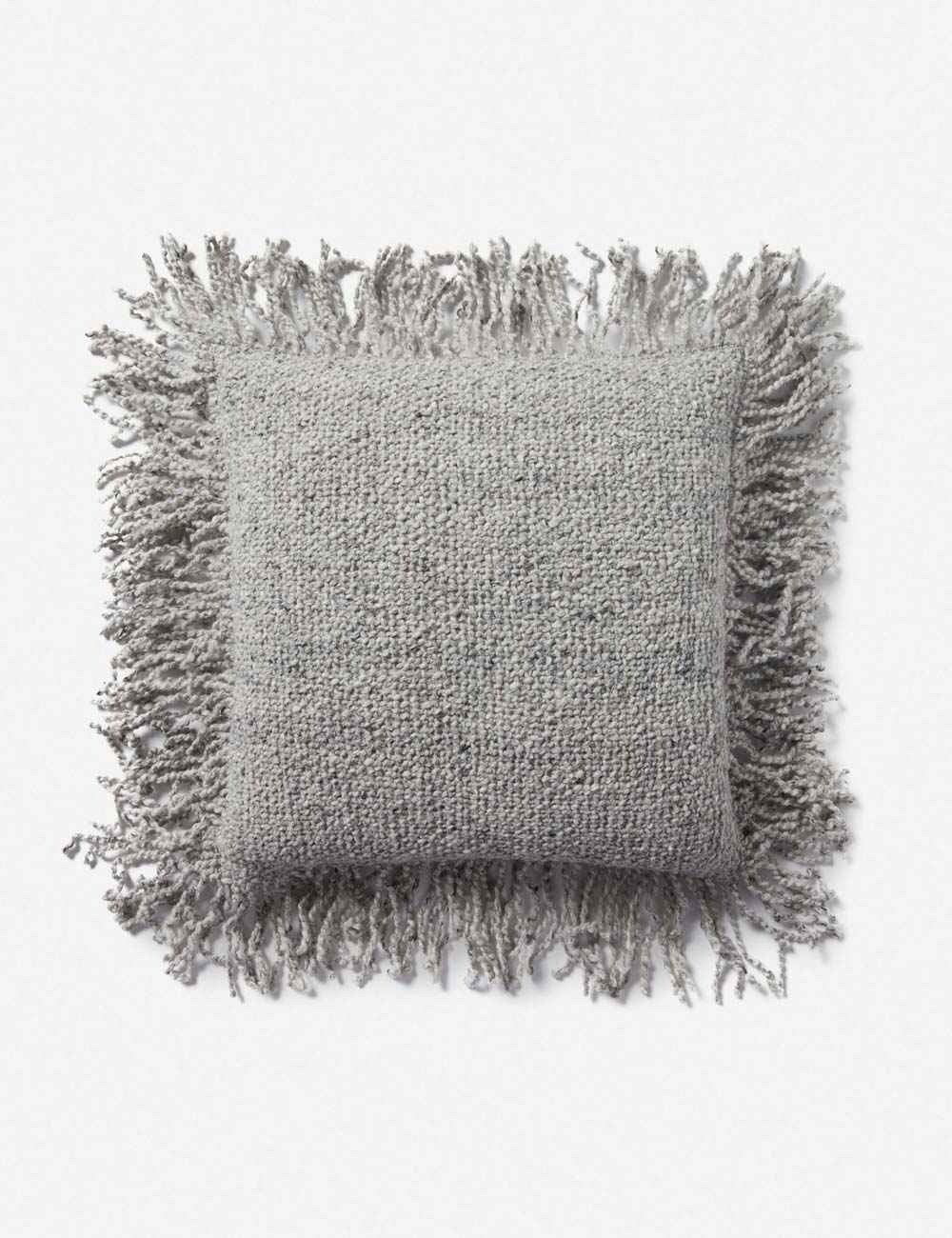Mira Throw Pillow | Hand-Knit Wool, Shaggy Fringe