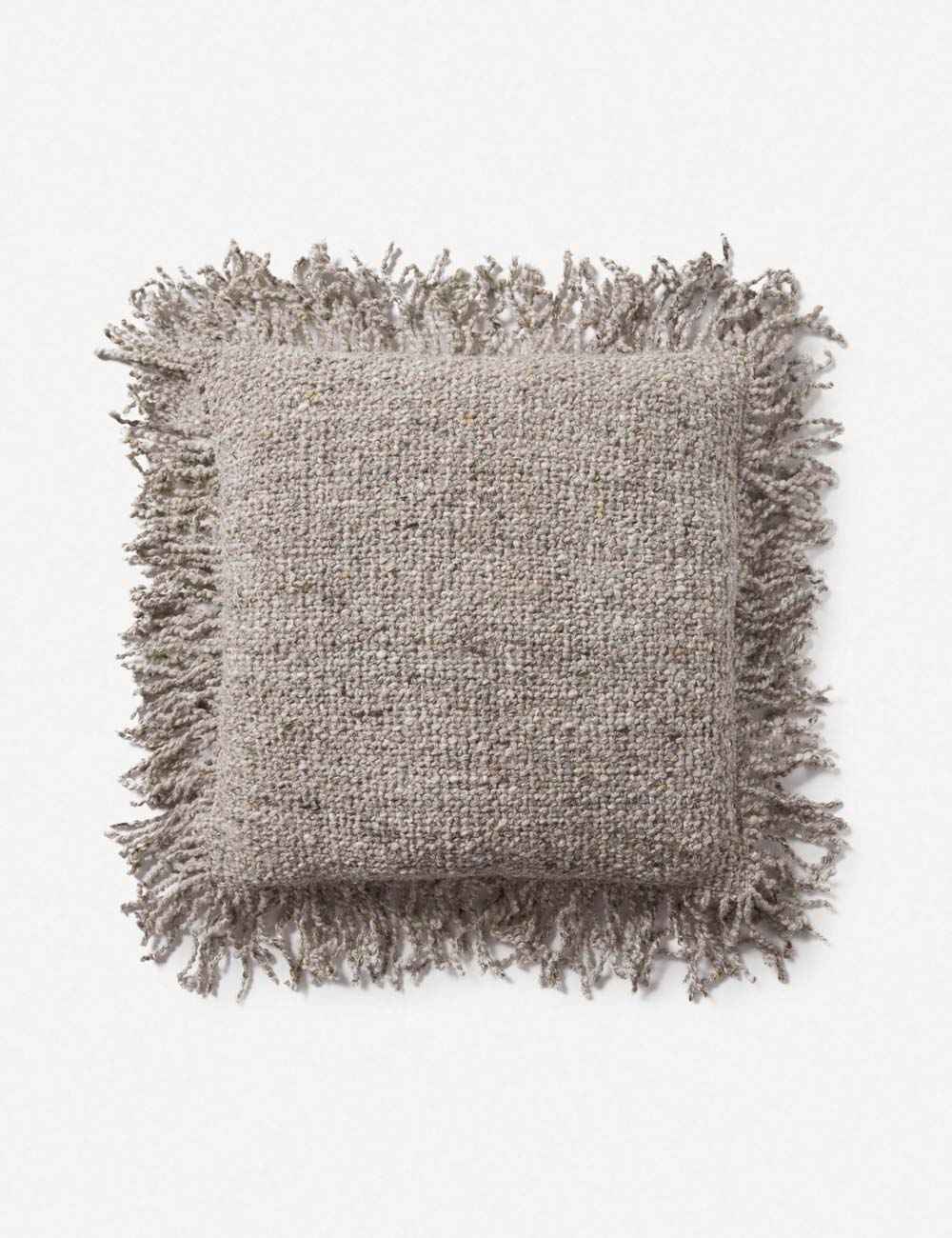 Mira Throw Pillow | Hand-Knit Wool, Shaggy Fringe