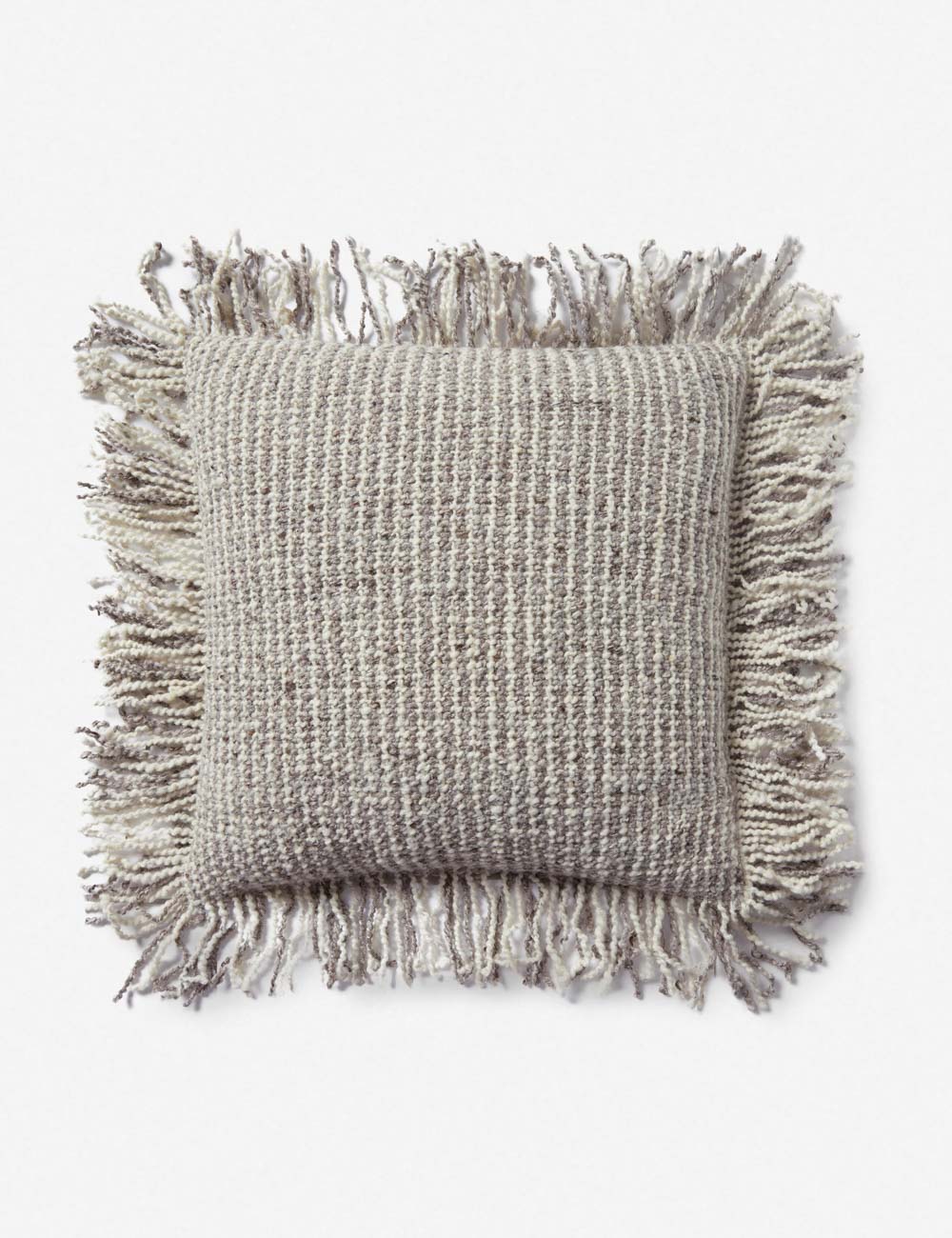 Mira Throw Pillow | Hand-Knit Wool, Shaggy Fringe