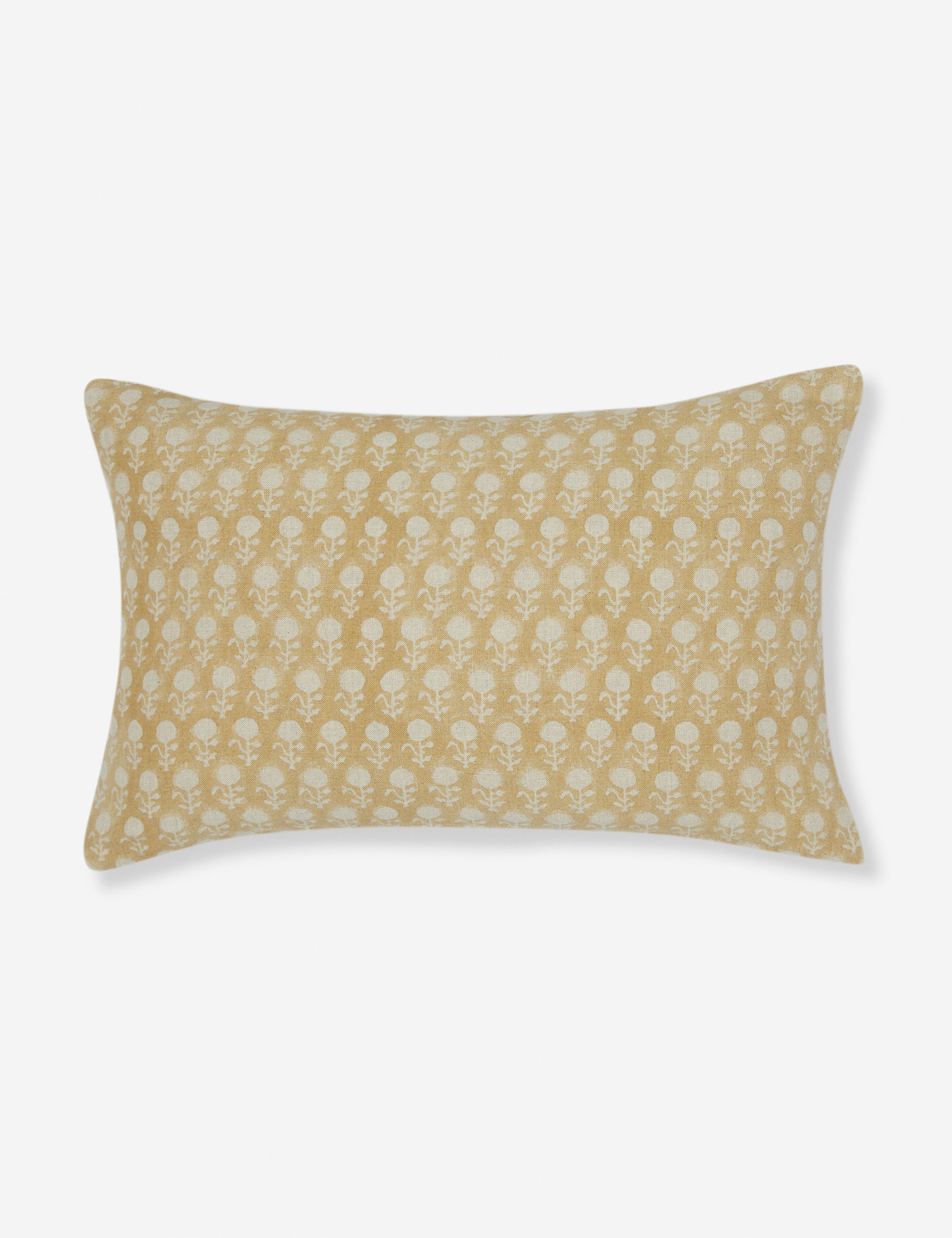Mira Linen Pillow | Handmade Block Print, Floral Design