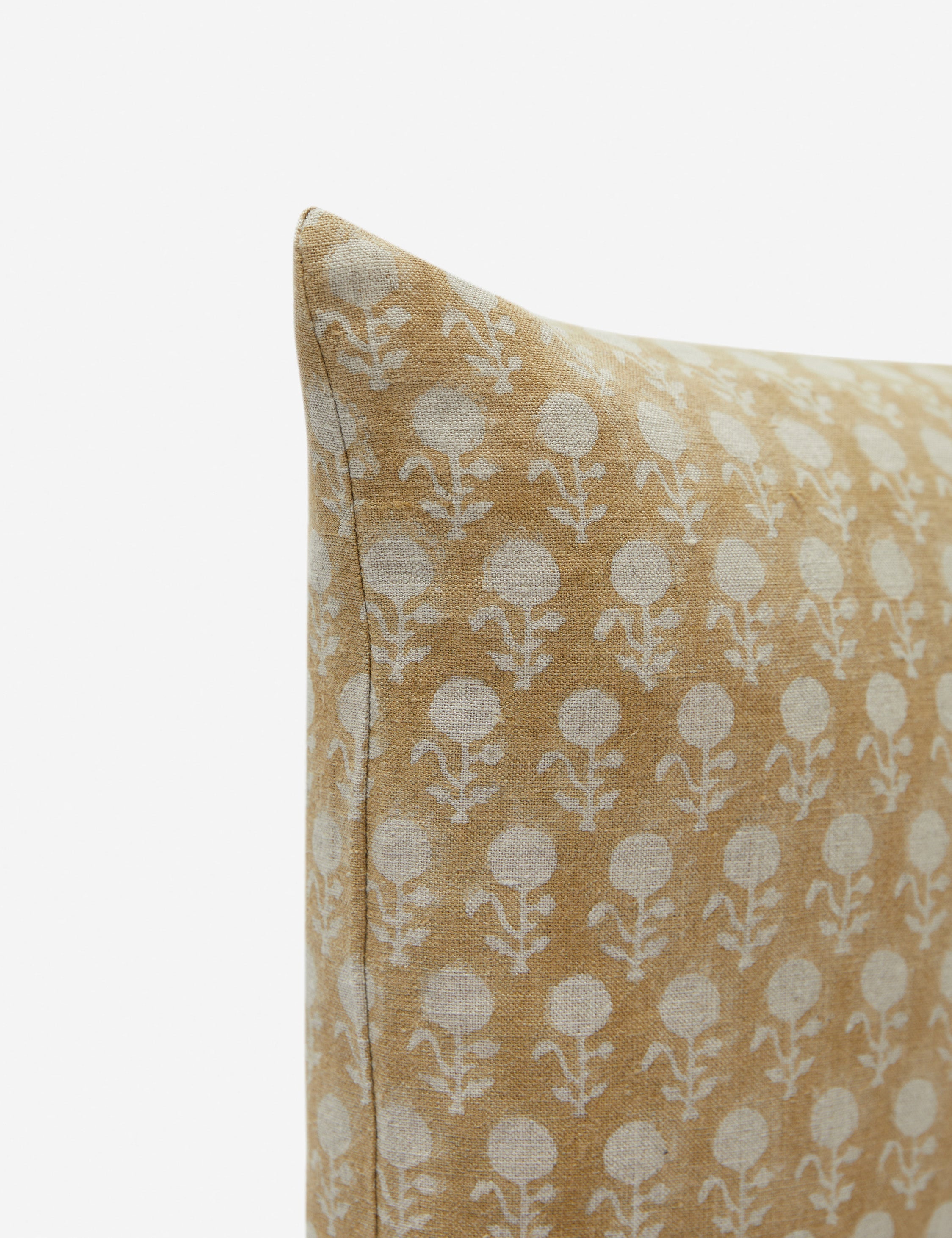 Mira Linen Pillow | Handmade Block Print, Floral Design