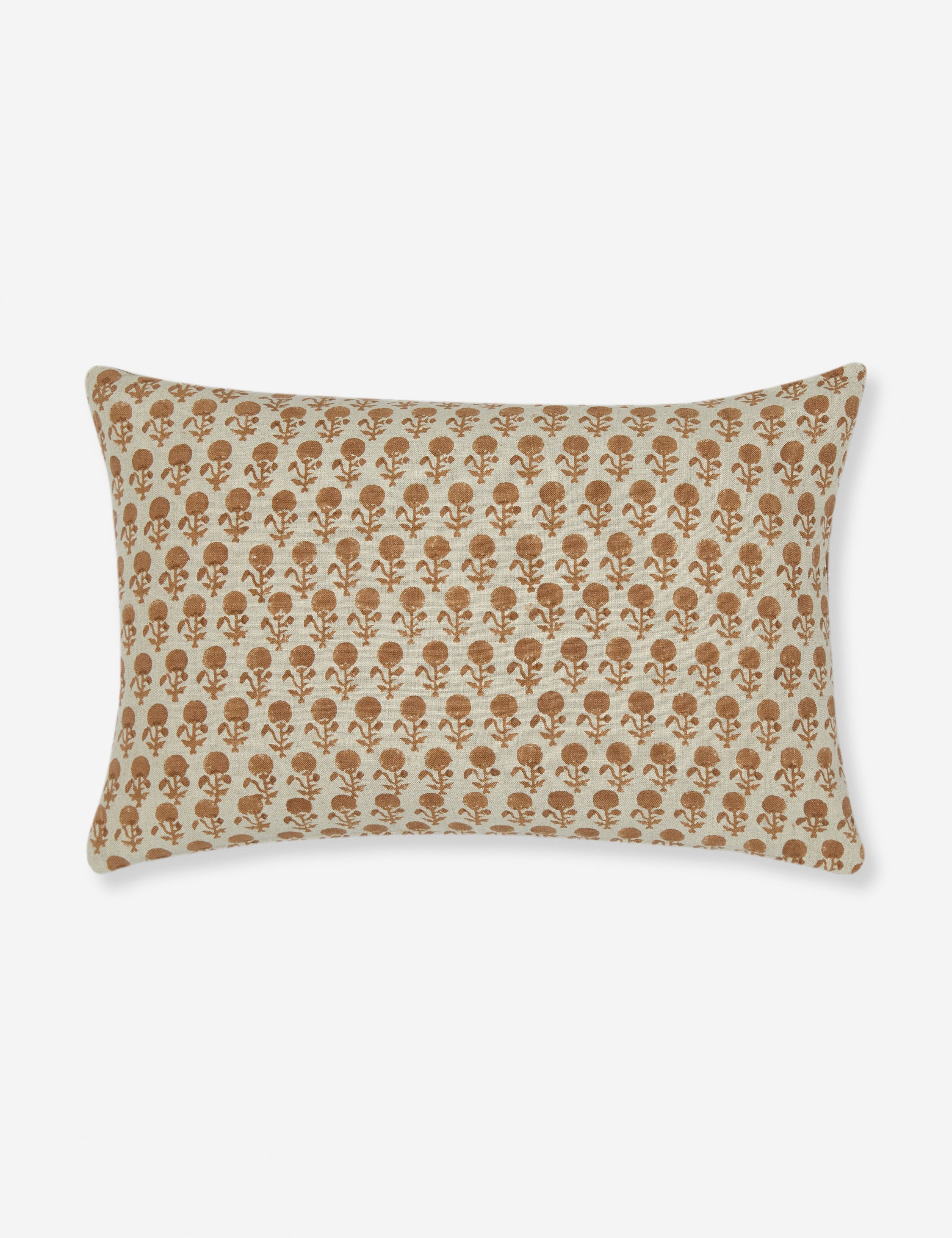 Mira Linen Pillow | Handmade Block Print, Floral Design