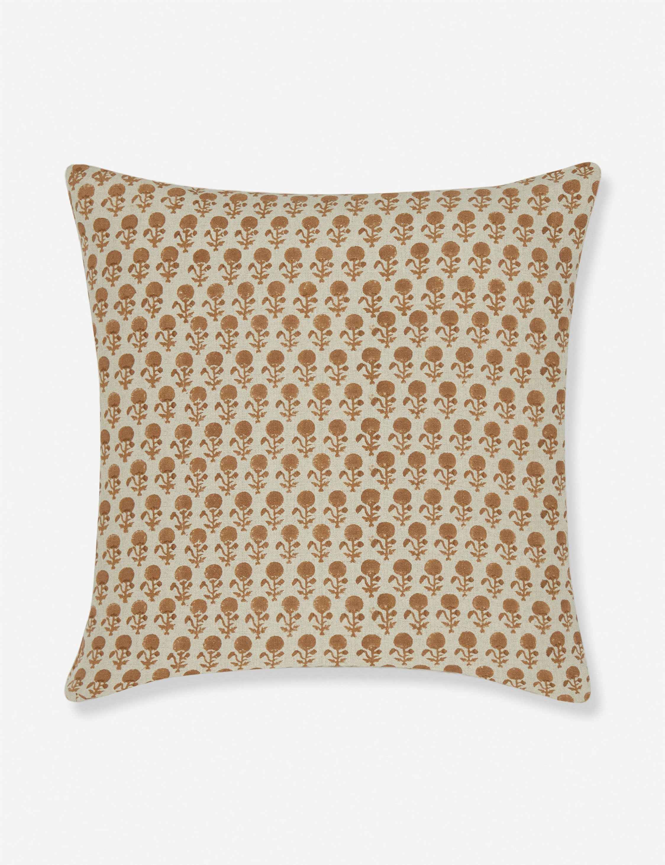 Mira Linen Pillow | Handmade Block Print, Floral Design