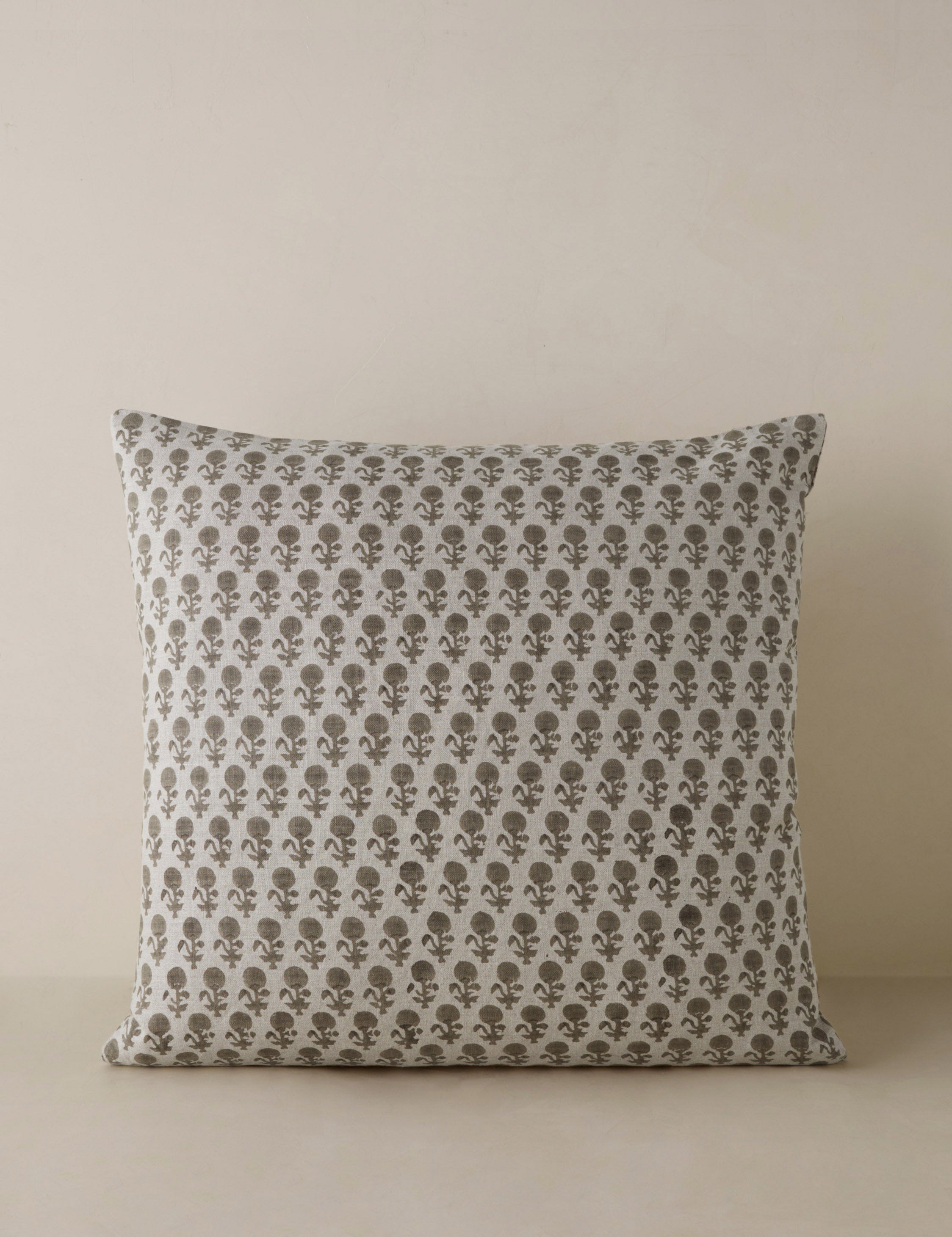 Mira Linen Pillow | Handmade Block Print, Floral Design