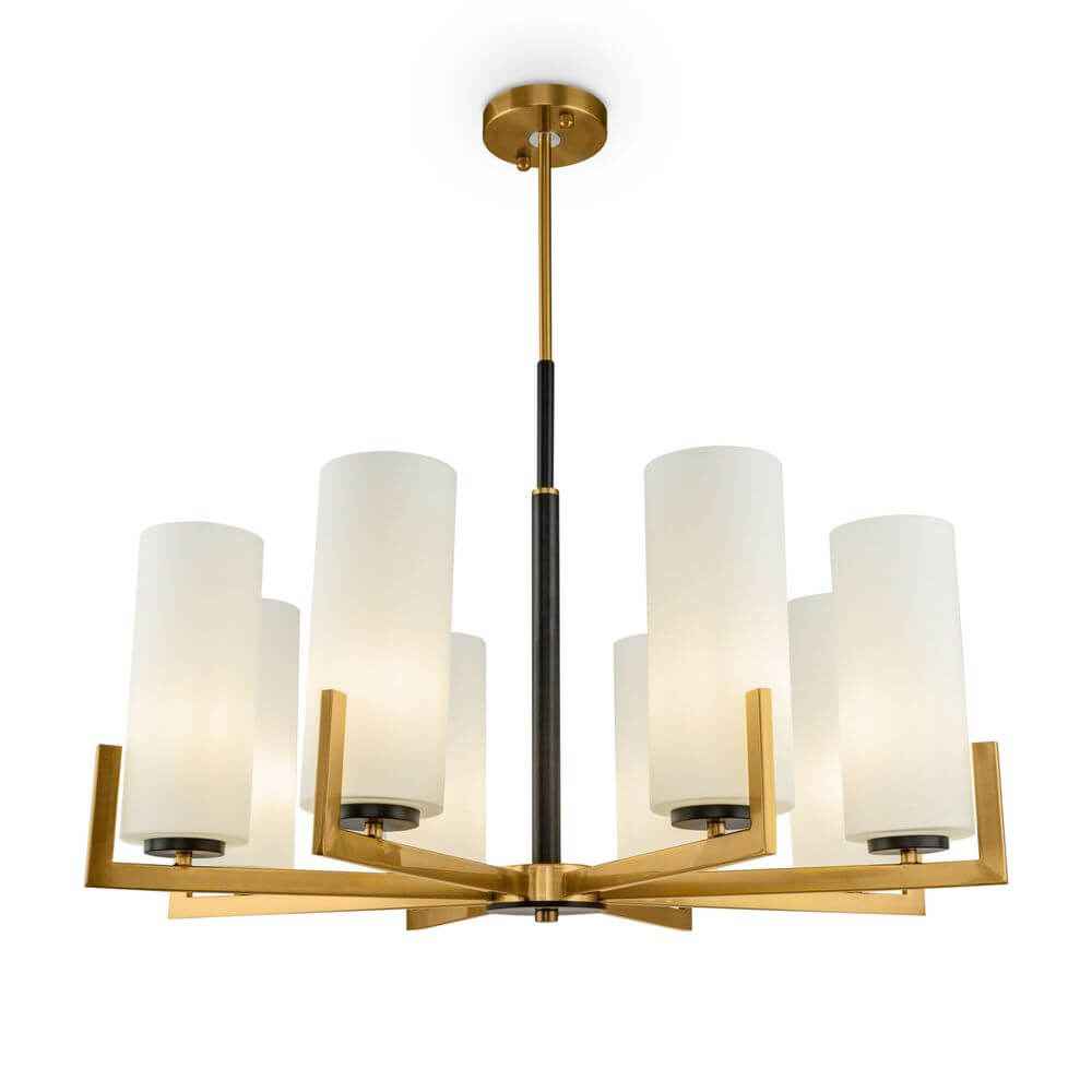 Fiora Chandelier 8-Light | Cylindrical Glass Shades, Brass Fittings