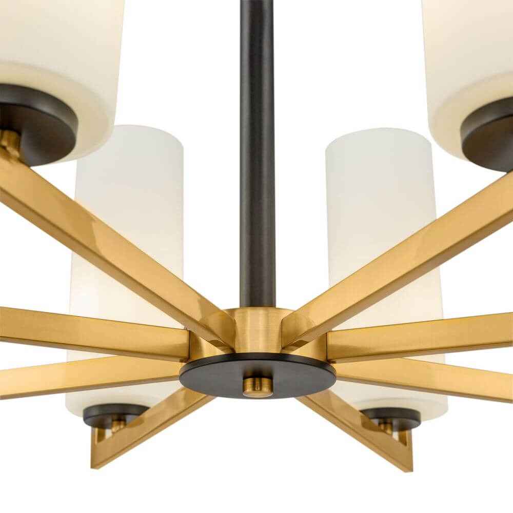 Fiora Chandelier 8-Light | Cylindrical Glass Shades, Brass Fittings