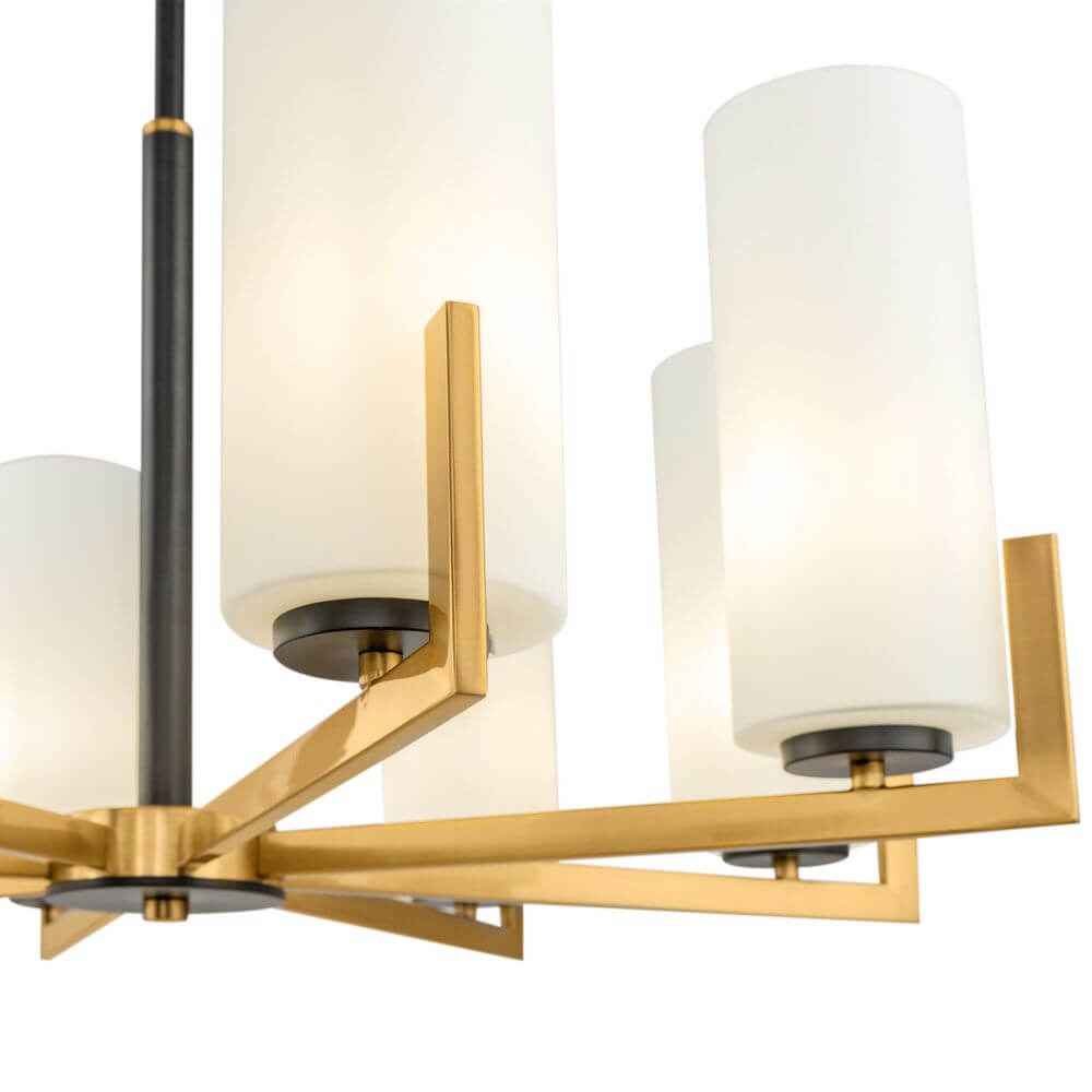 Fiora Chandelier 8-Light | Cylindrical Glass Shades, Brass Fittings