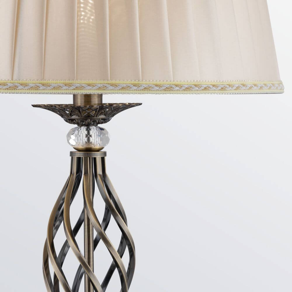 Gala Floor Lamp | White & Gold Metal Frame, Pleated Organza Shade