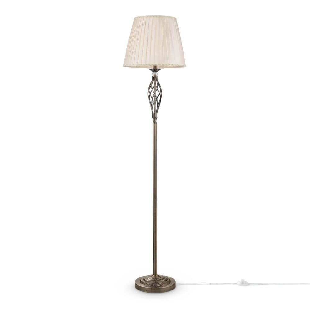 Gala Floor Lamp | White & Gold Metal Frame, Pleated Organza Shade