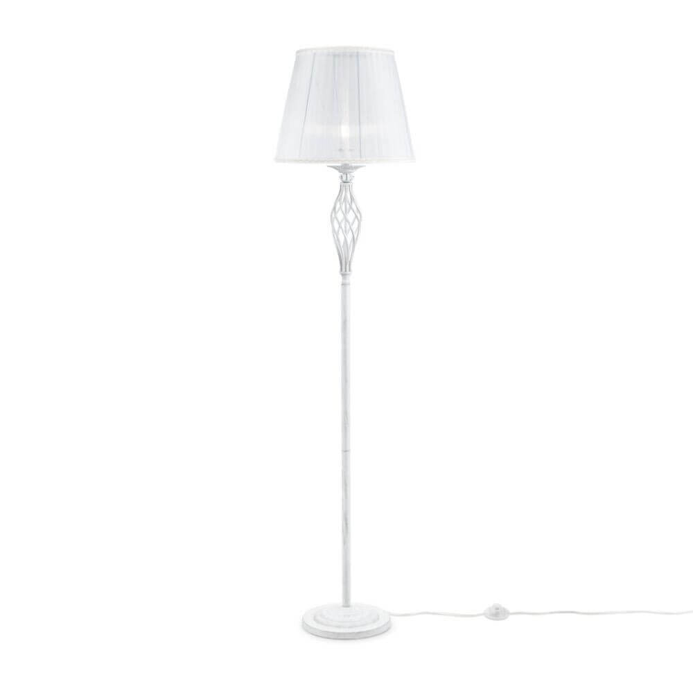Gala Floor Lamp | White & Gold Metal Frame, Pleated Organza Shade