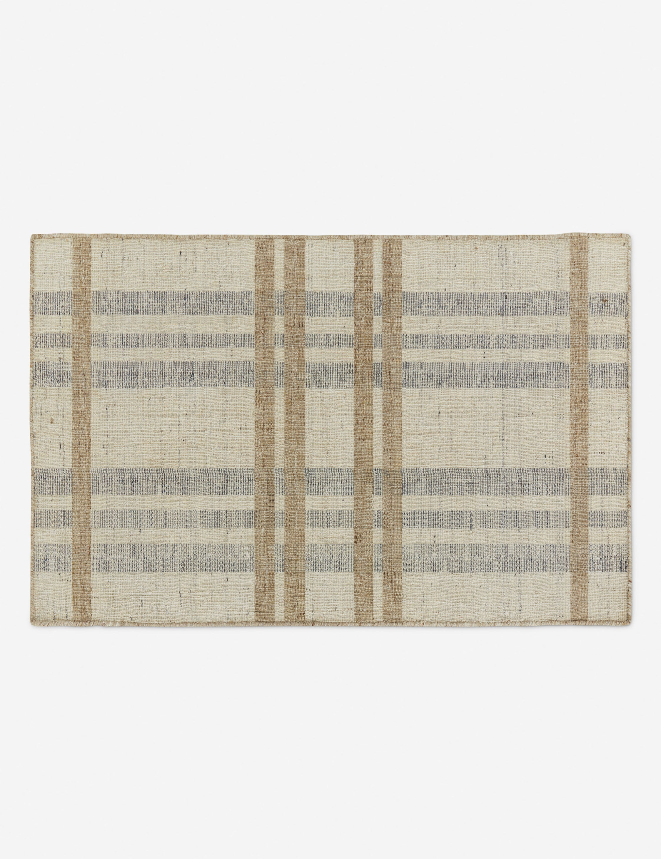 Milo Handwoven Wool Rug | Rustic Plaid Design, Artisan Crafted