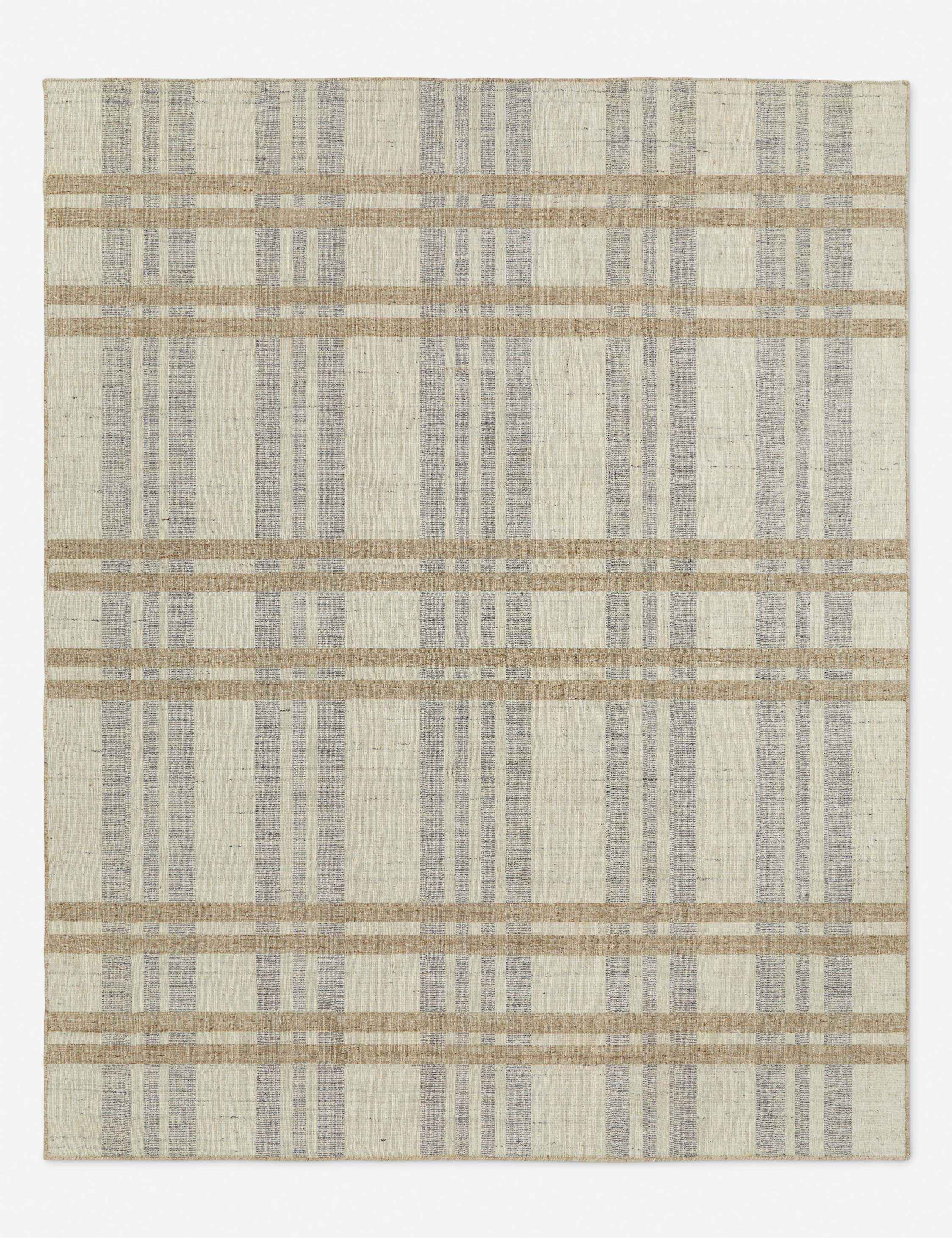 Milo Handwoven Wool Rug | Rustic Plaid Design, Artisan Crafted